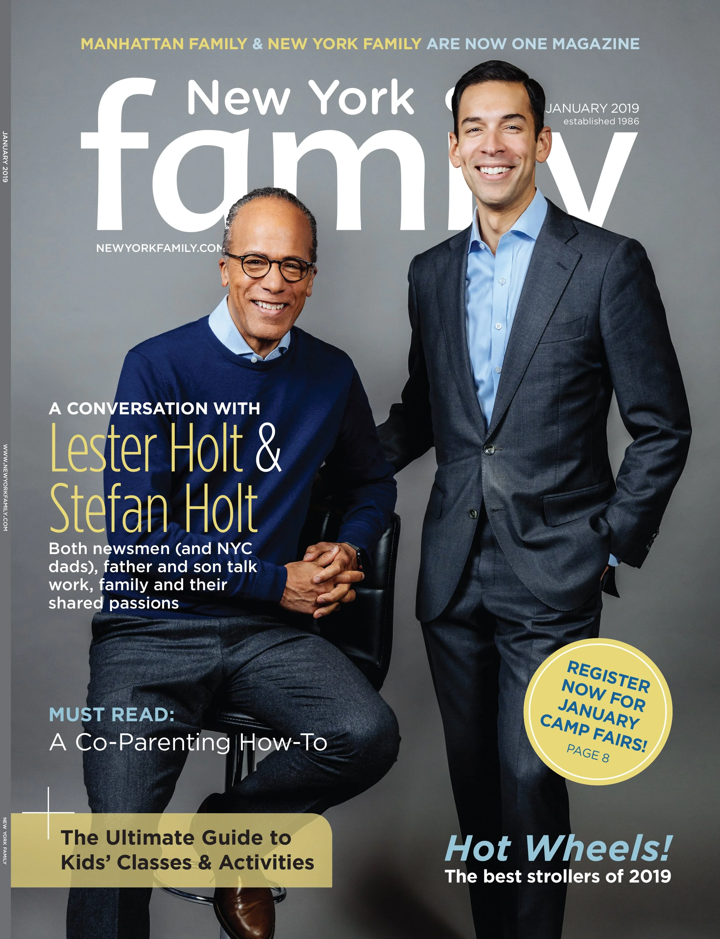New York Family, "A Conversation with Lester Holt & Stefan Holt", cover photo, 2019