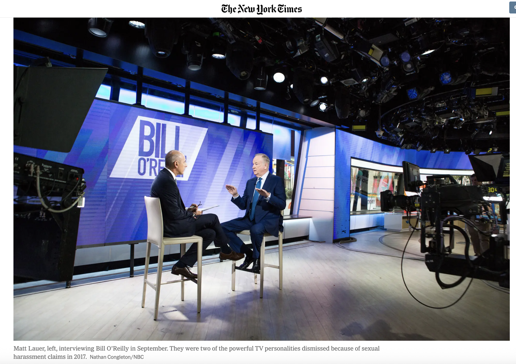 The New York Times, "From Trump to #MeToo: A Dizzying Year in TV News", By  Michael M. Grynbaum and John Koblin, 2017