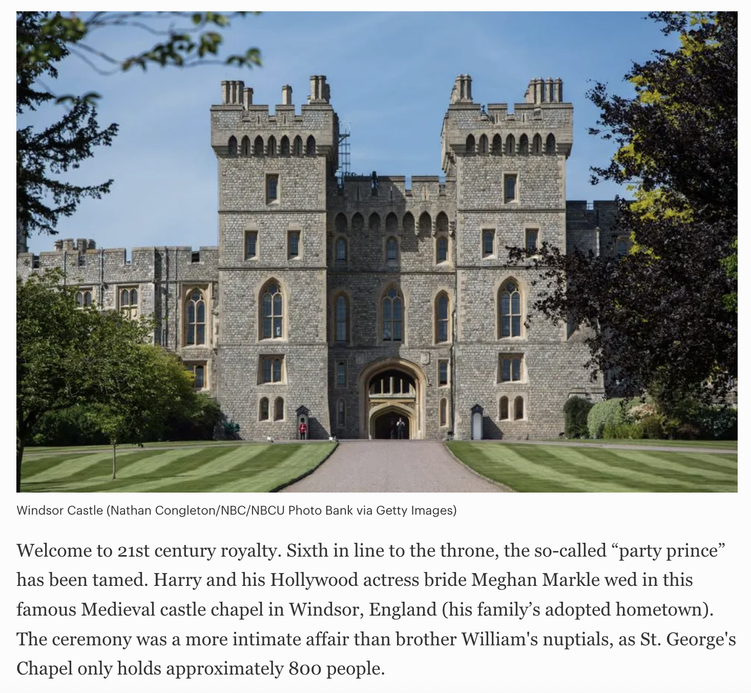 Forbes, "Four Weddings And A Funeral: The Chapels of Prince Harry's Royal Family", By Keith Flamer, 2018