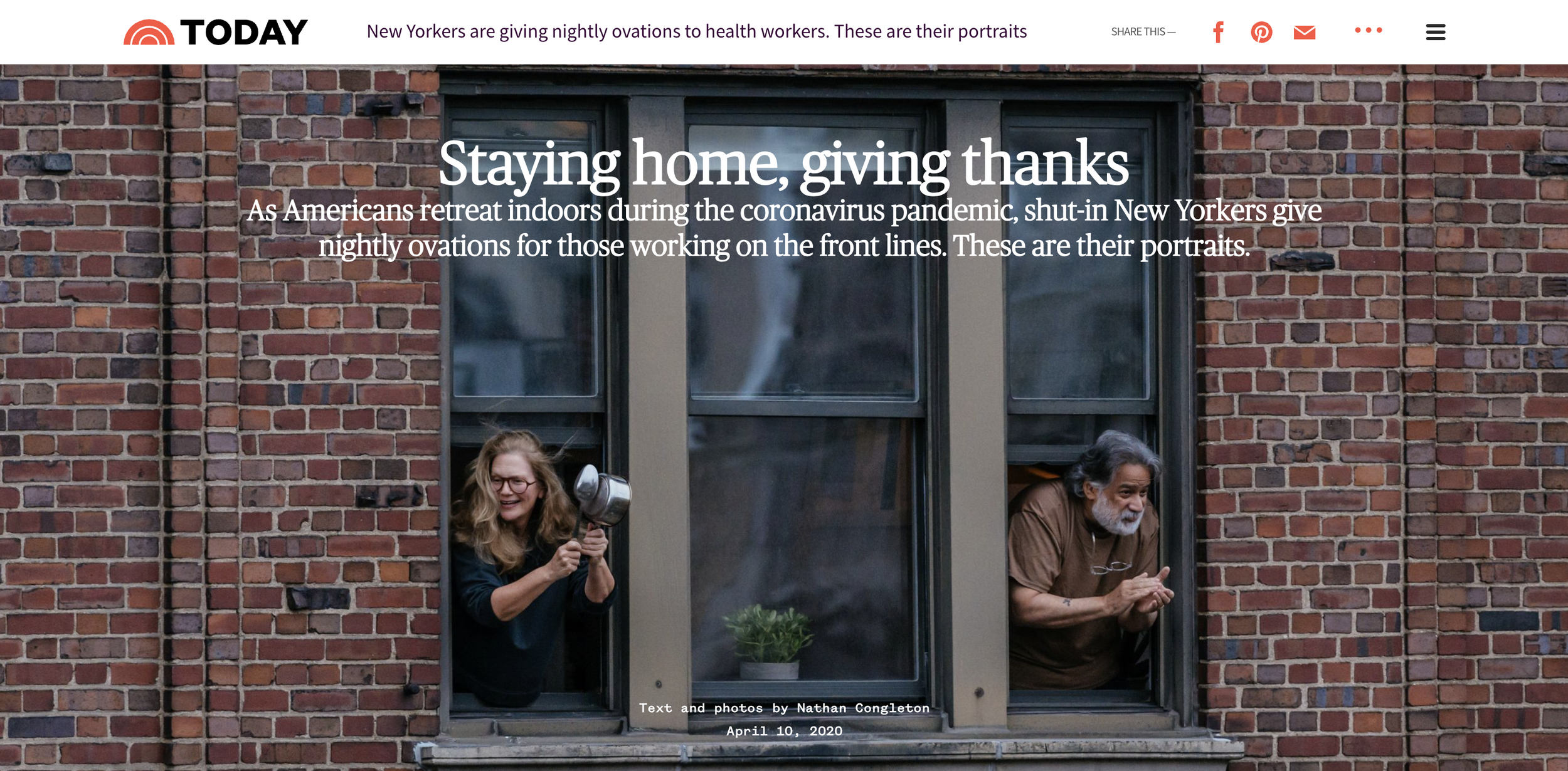 Today, "Staying home, giving thanks", photo essay, 2020