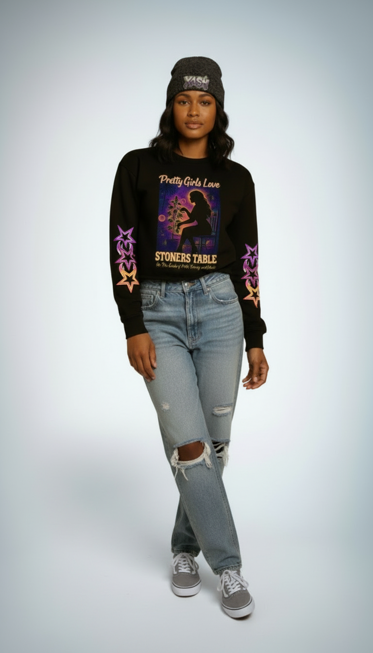 Pretty Girls love The Stoners Table Cropped Hoodie