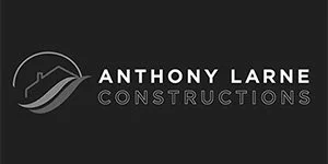Logo for Anthony Larne Constructions with a stylized house roof graphic and text.