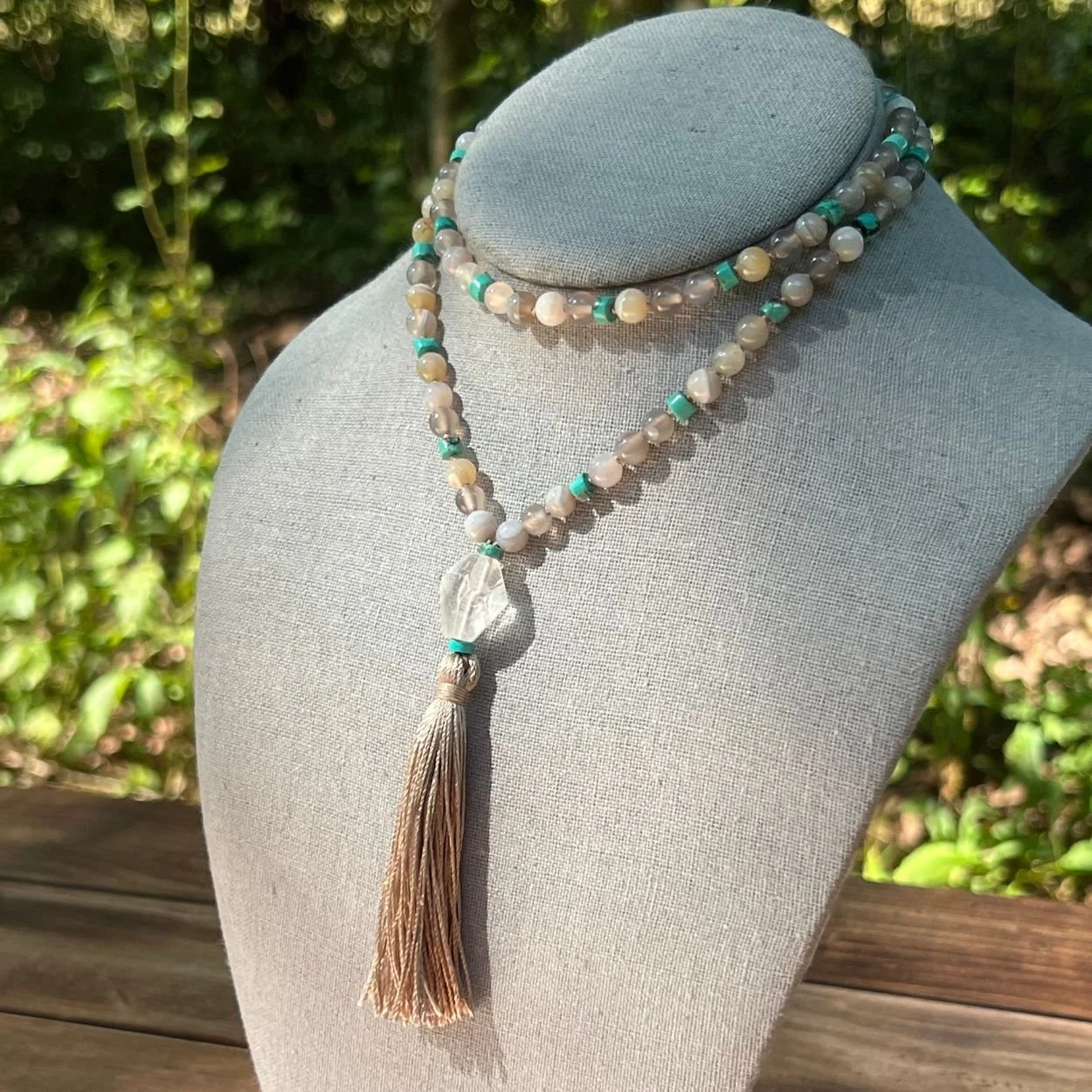 Agate + Turquoise Mala