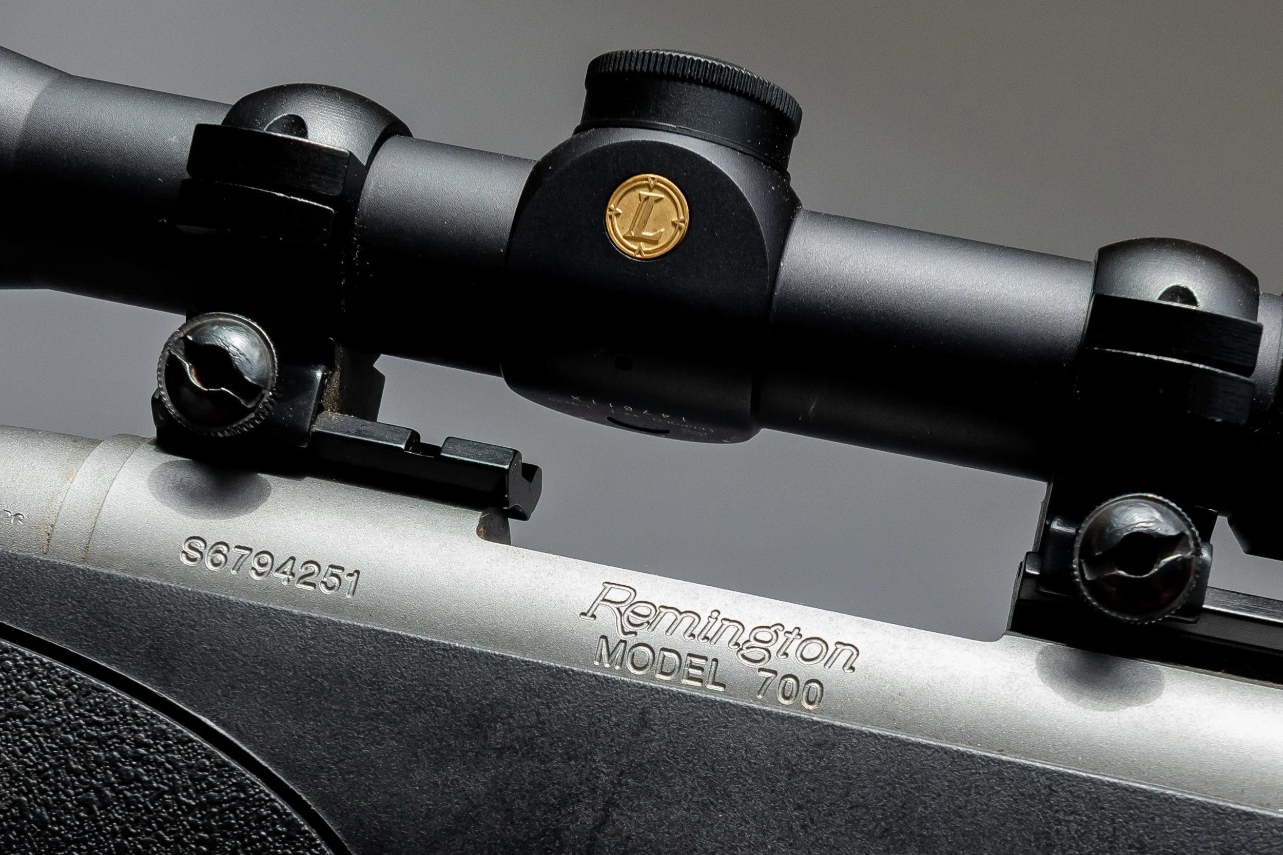 20 - Remington Model 700, .308 win., stainless steel, composite stock, Serial # S6794251, 3x9 Leupold scope