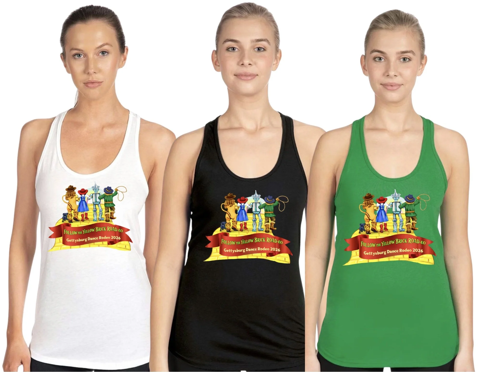 FOLLOW THE YELLOW BRICK ROAD-EO – THEME NIGHT LADIES RACER BACK TANK - SIZES XS-XL