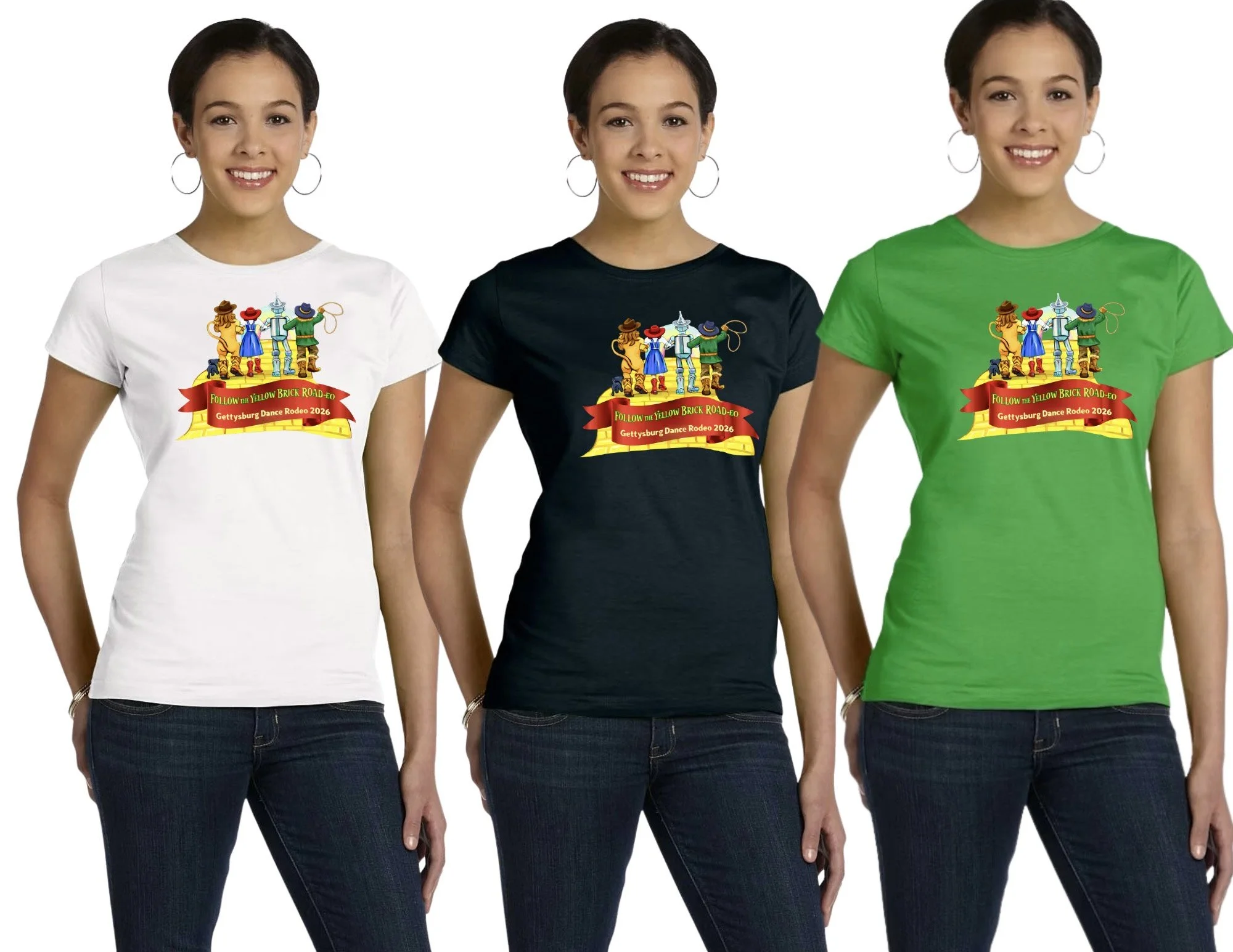 FOLLOW THE YELLOW BRICK ROAD-EO – THEME NIGHT LADIES FITTED T-SHIRT - SIZES XS-XL
