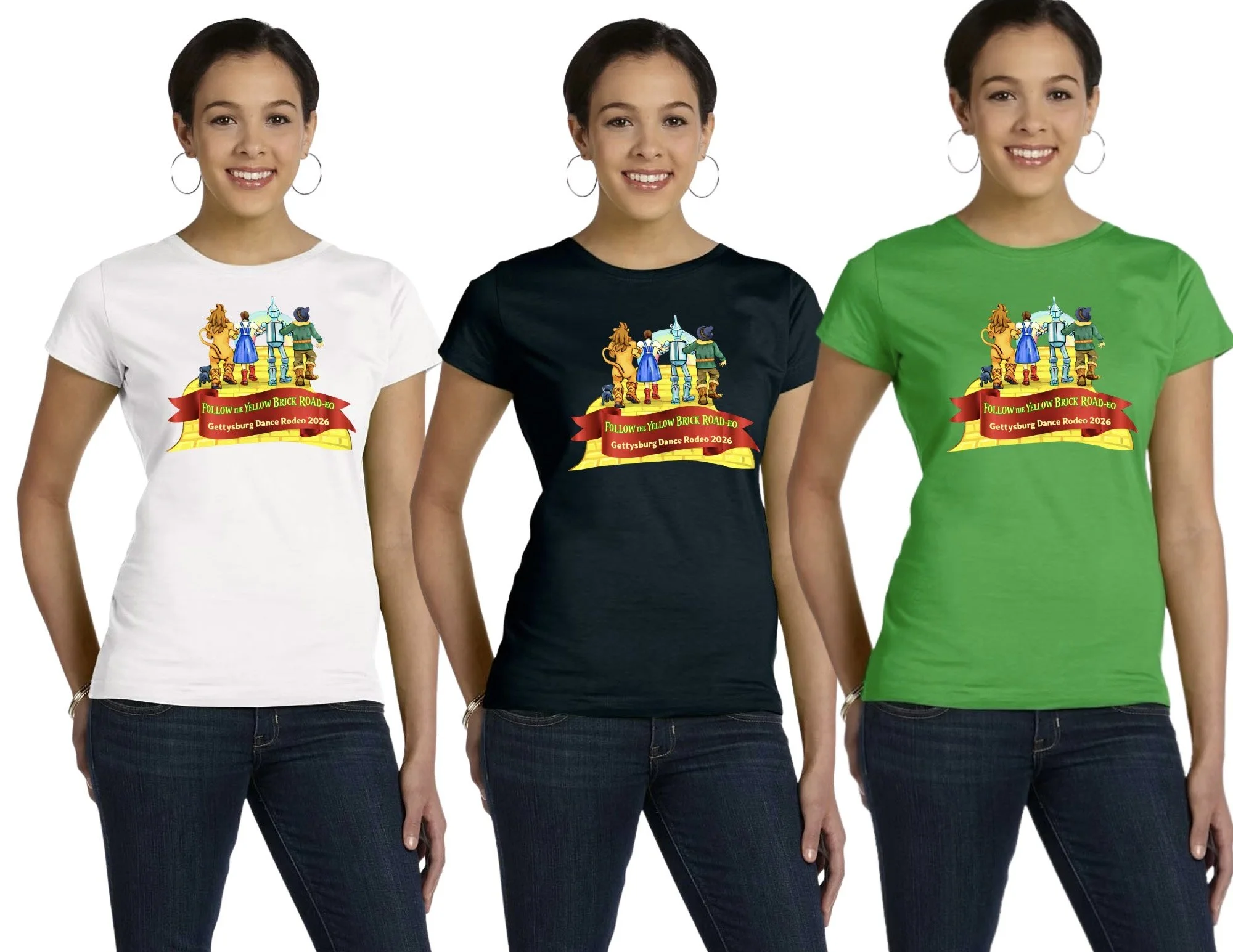 FOLLOW THE YELLOW BRICK ROAD-EO – THEME NIGHT LADIES FITTED T-SHIRT - SIZES XS-XL