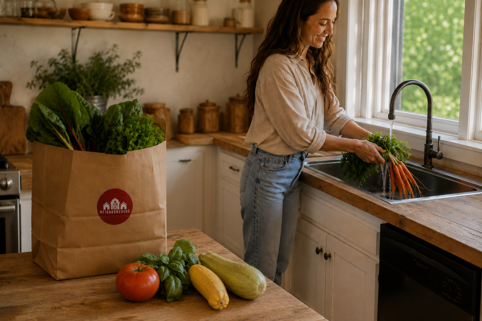 Neighborgoods customer cleaning produce