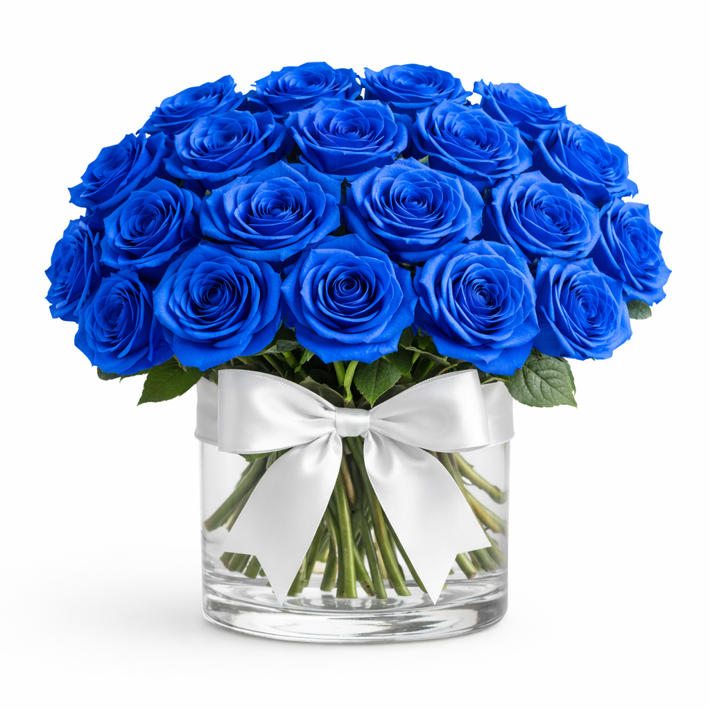 blue  1 Rose Reflection Fresh low vase.png