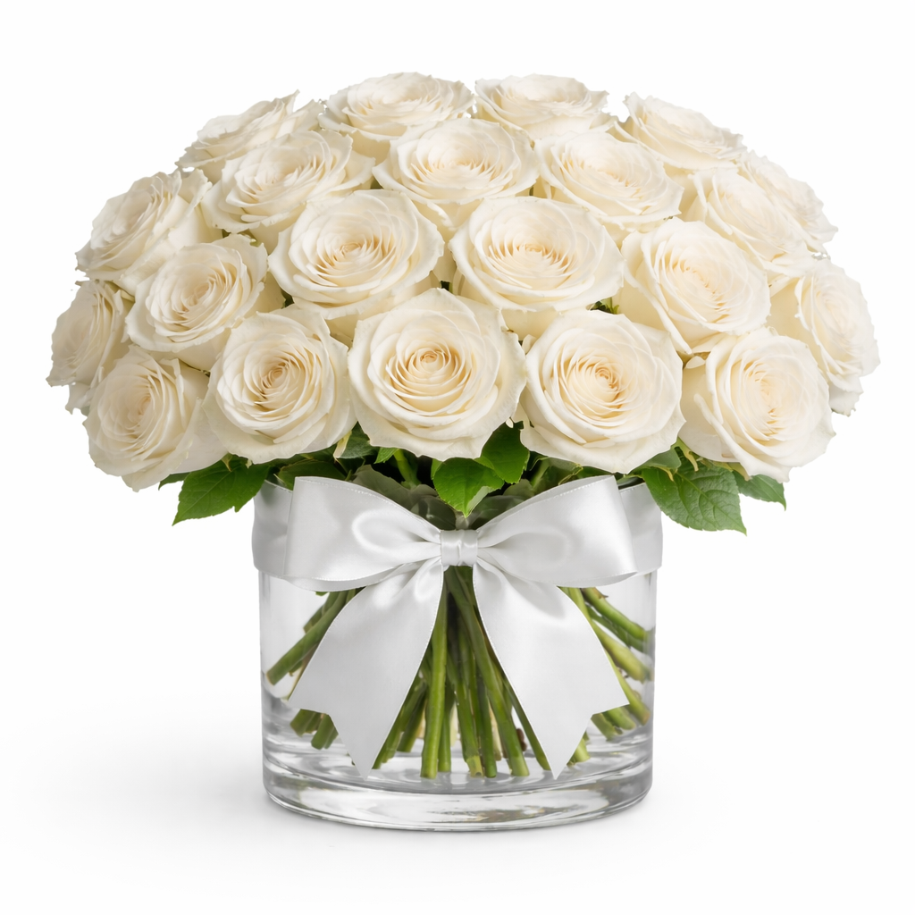 white 1 Rose Reflection Fresh low vase.png