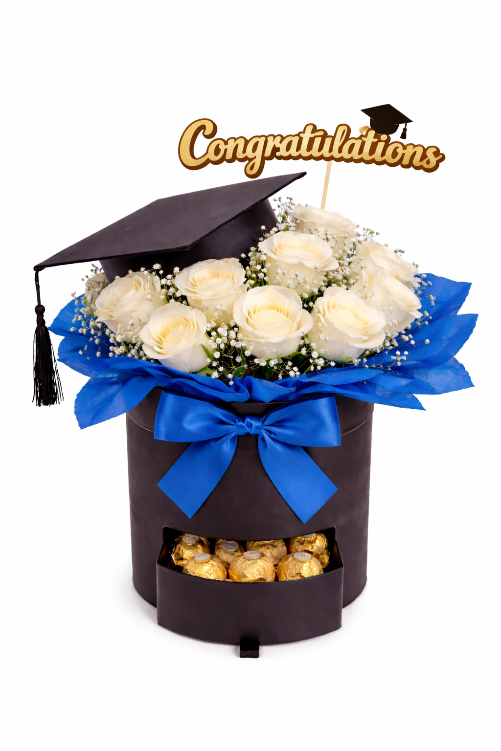 Graduation bouquet with congratulations sign.png