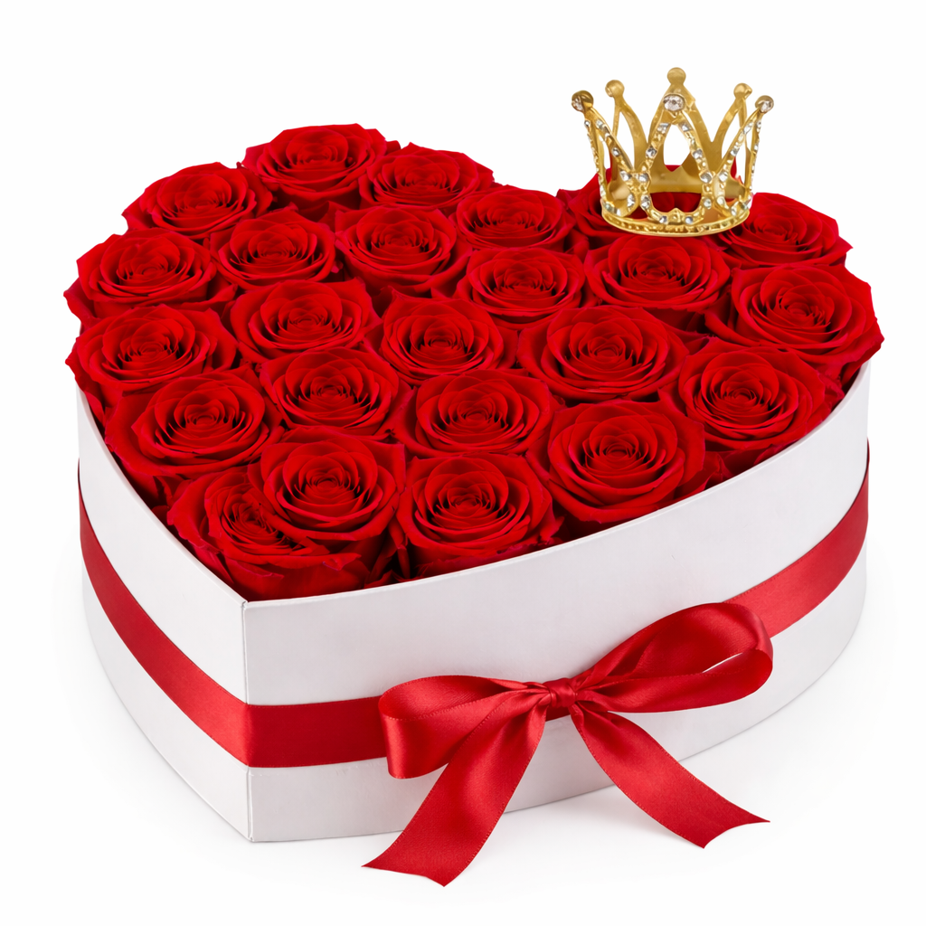 crown fresh roses heart prop parisbasketsandflowers Classic red roses white box heart red ribbon.png