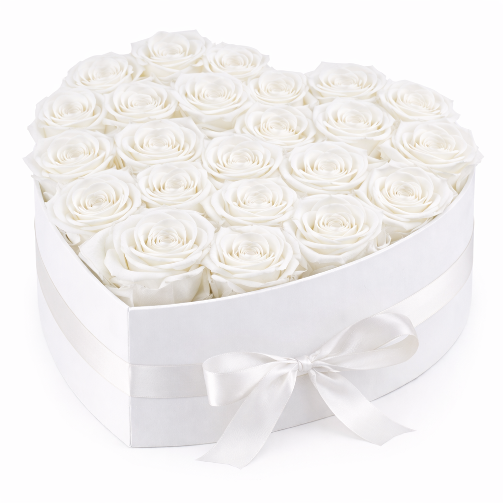 forever arrangement roses heart prop parisbasketsandflowers white roses white box heart.png