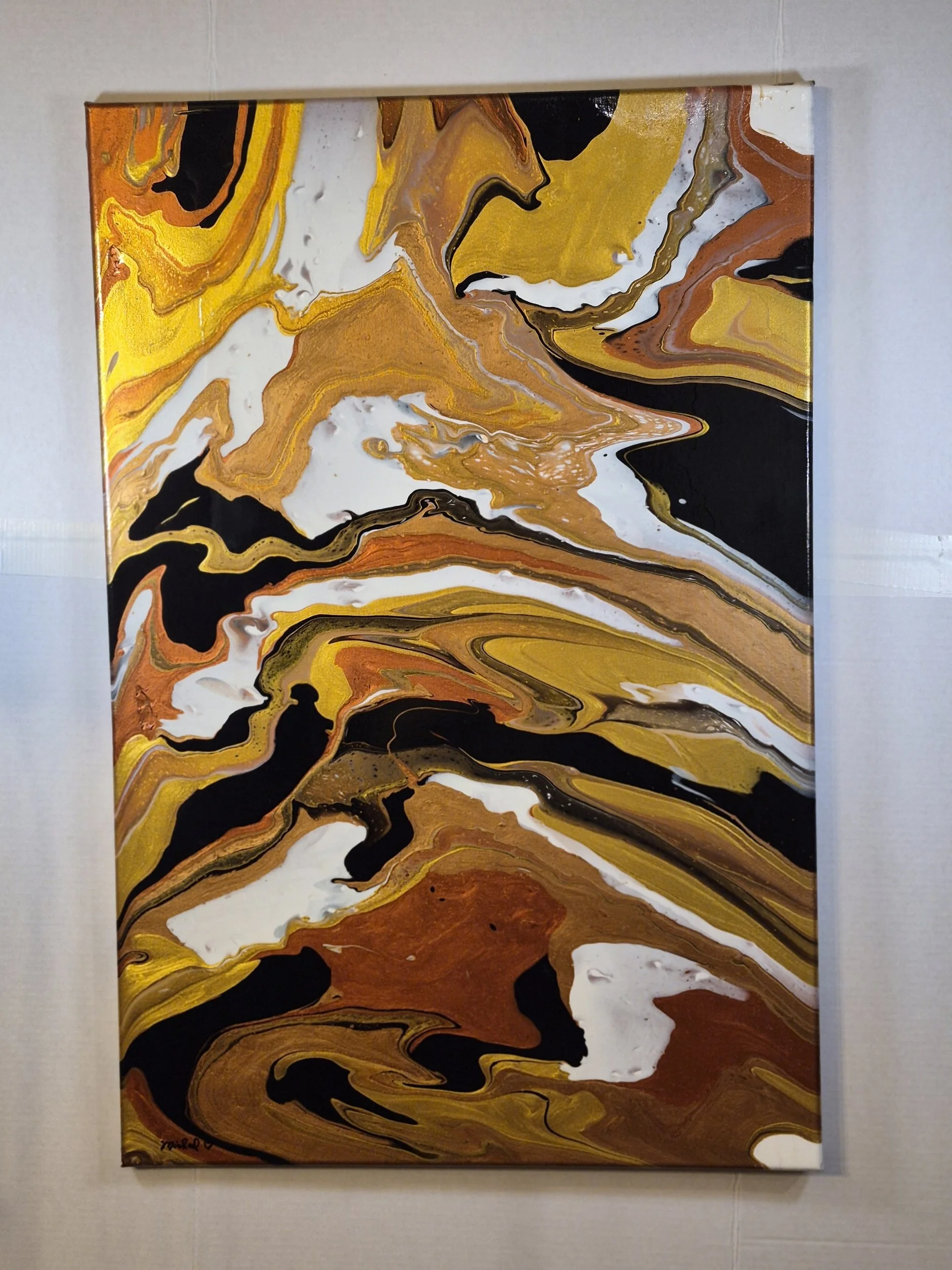 Golden Wave Abstract Canvas Art
