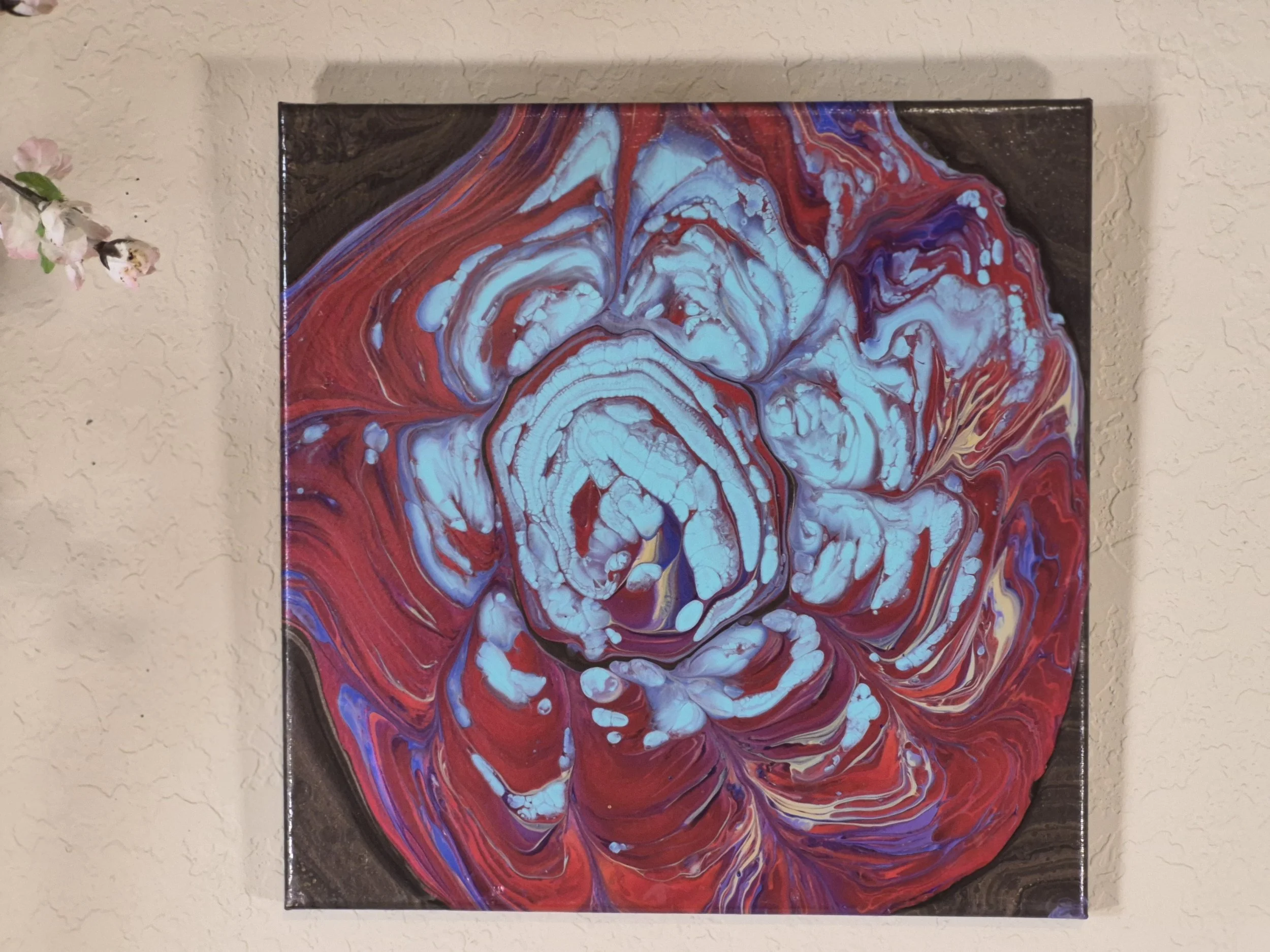 Vibrant Abstract Floral Canvas Art (14x14)
