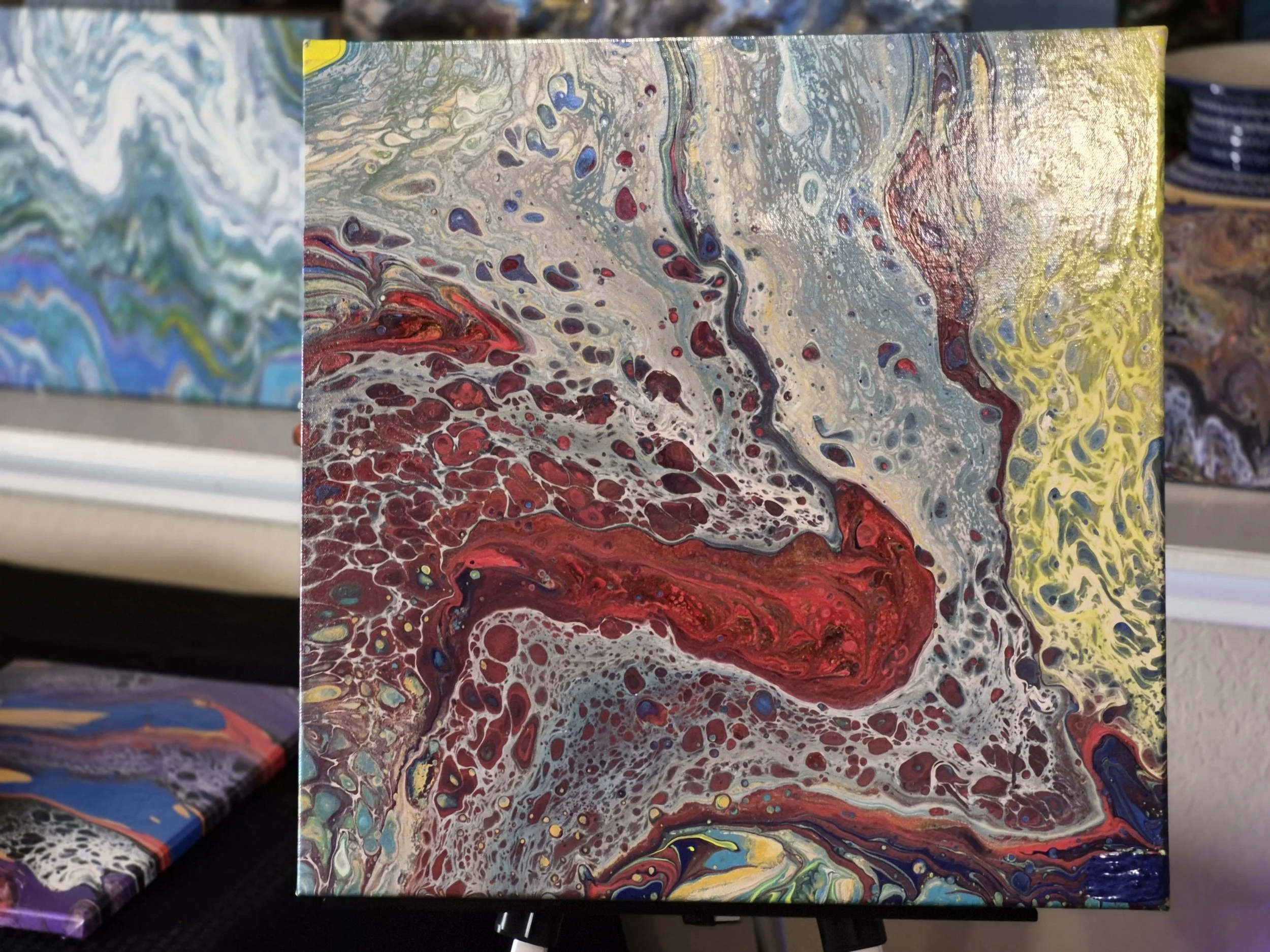 Vibrant Abstract Acrylic Pour Canvas Art