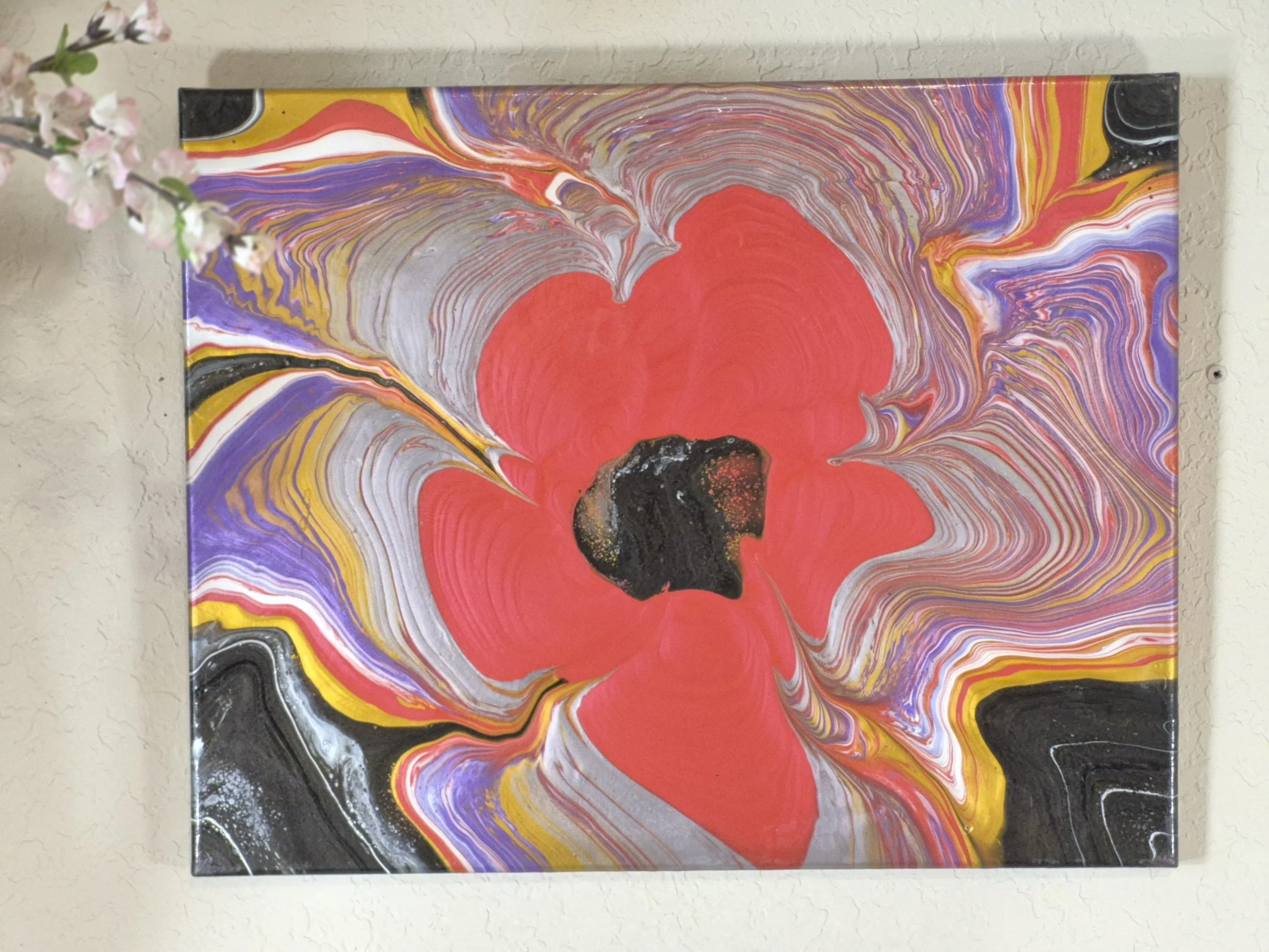 Vibrant Abstract Swirl Canvas Painting (16x20)