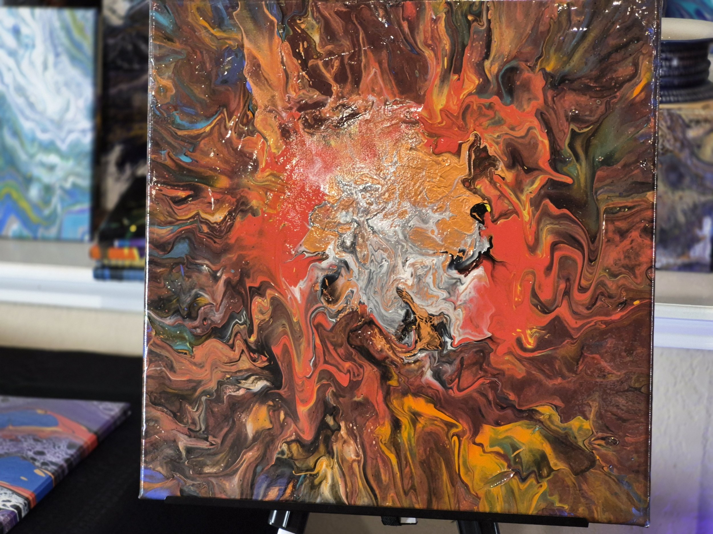 Vibrant Abstract Art Piece: Fire Burst