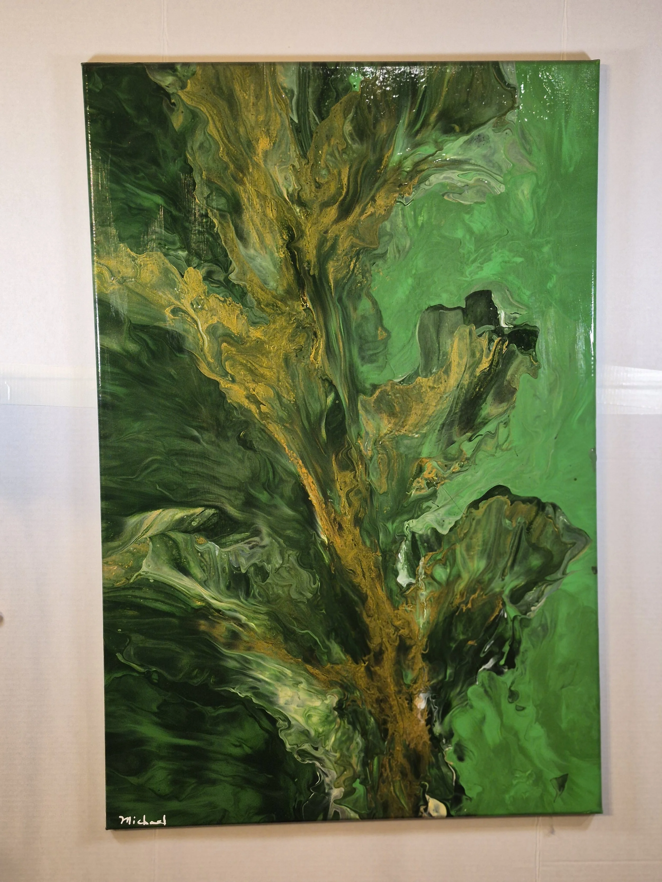 Emerald Tides Abstract Canvas