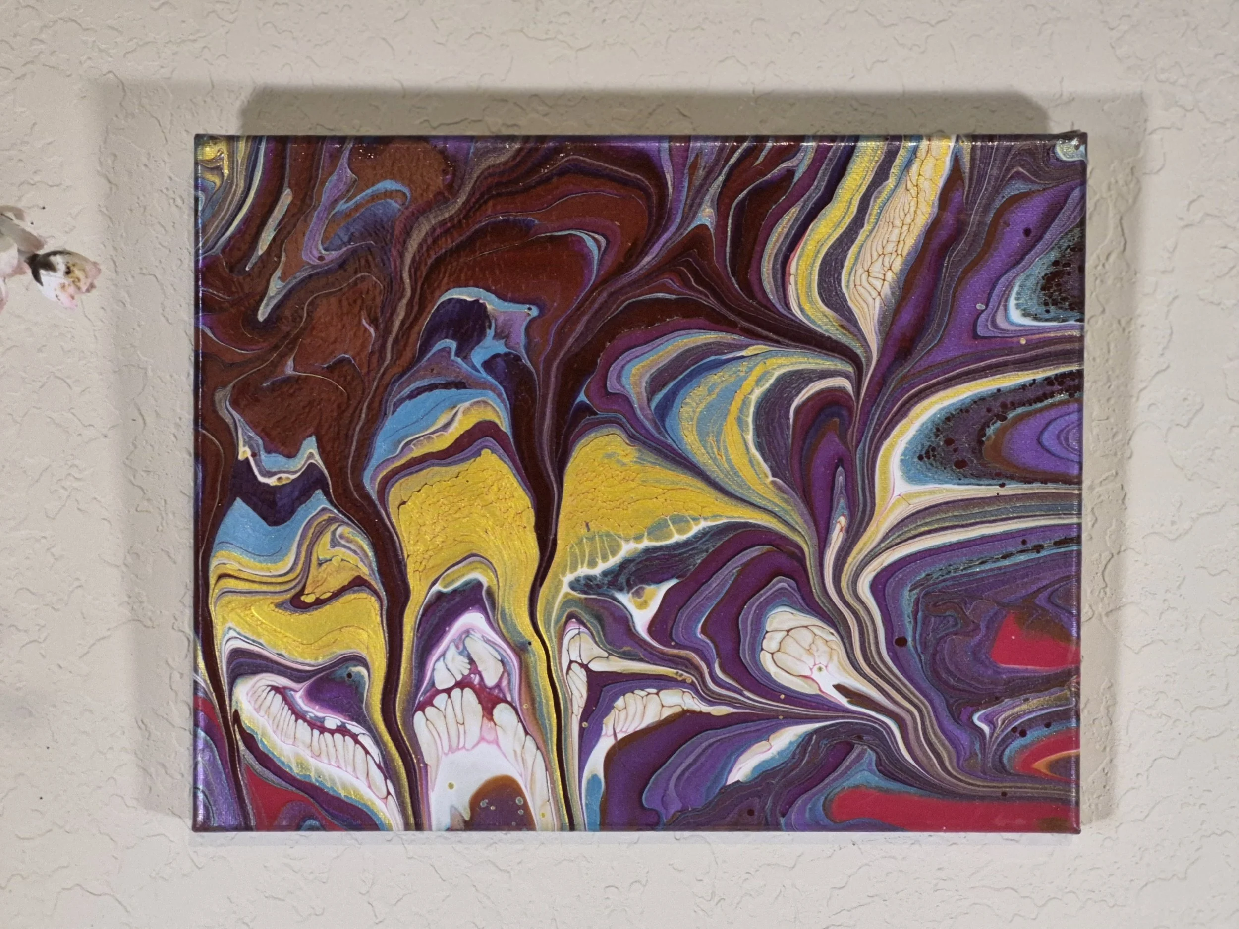 Vibrant Abstract Acrylic Pour Painting (11x14)