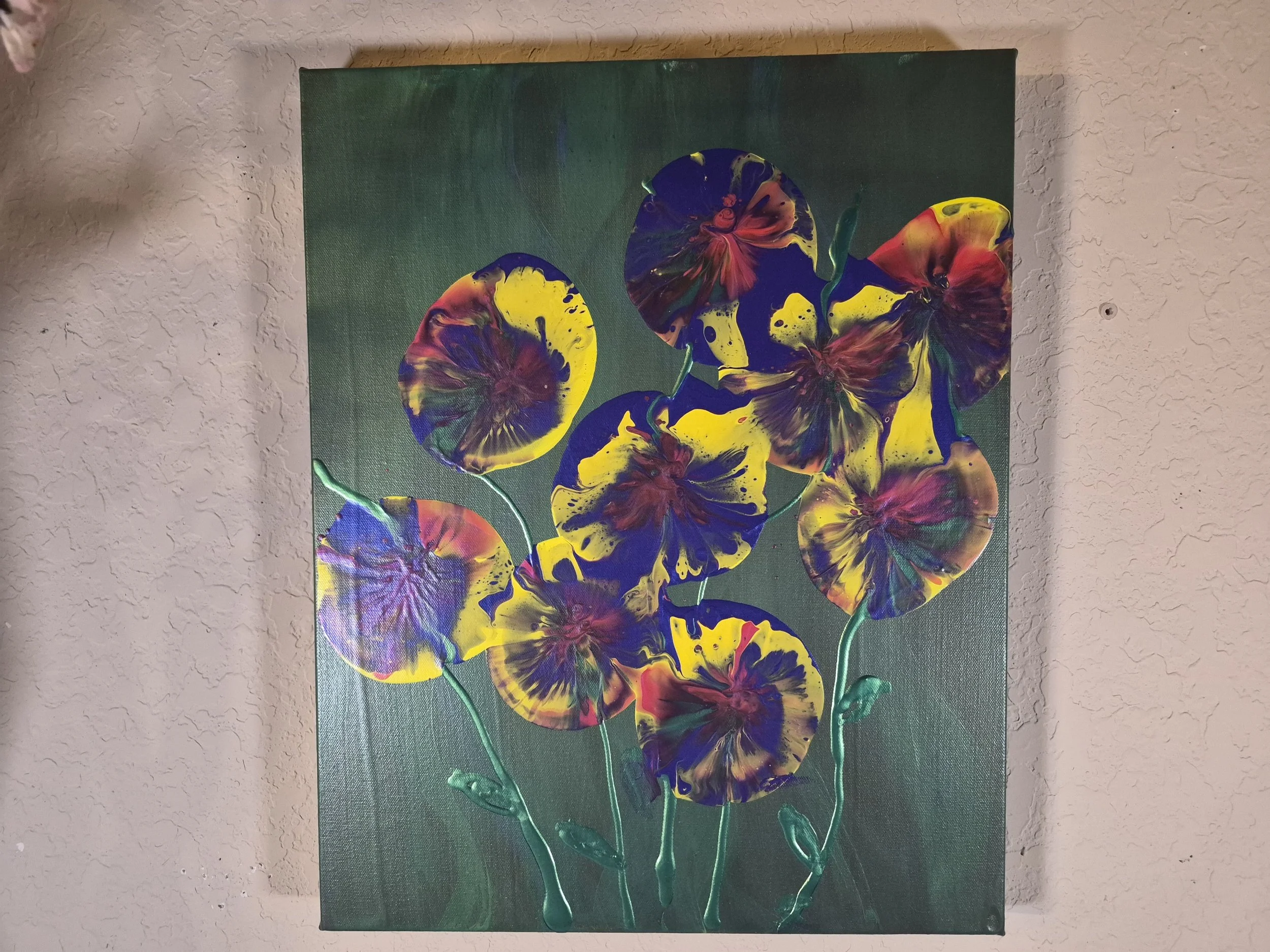 Vibrant Abstract Floral Canvas Art  (16x20)