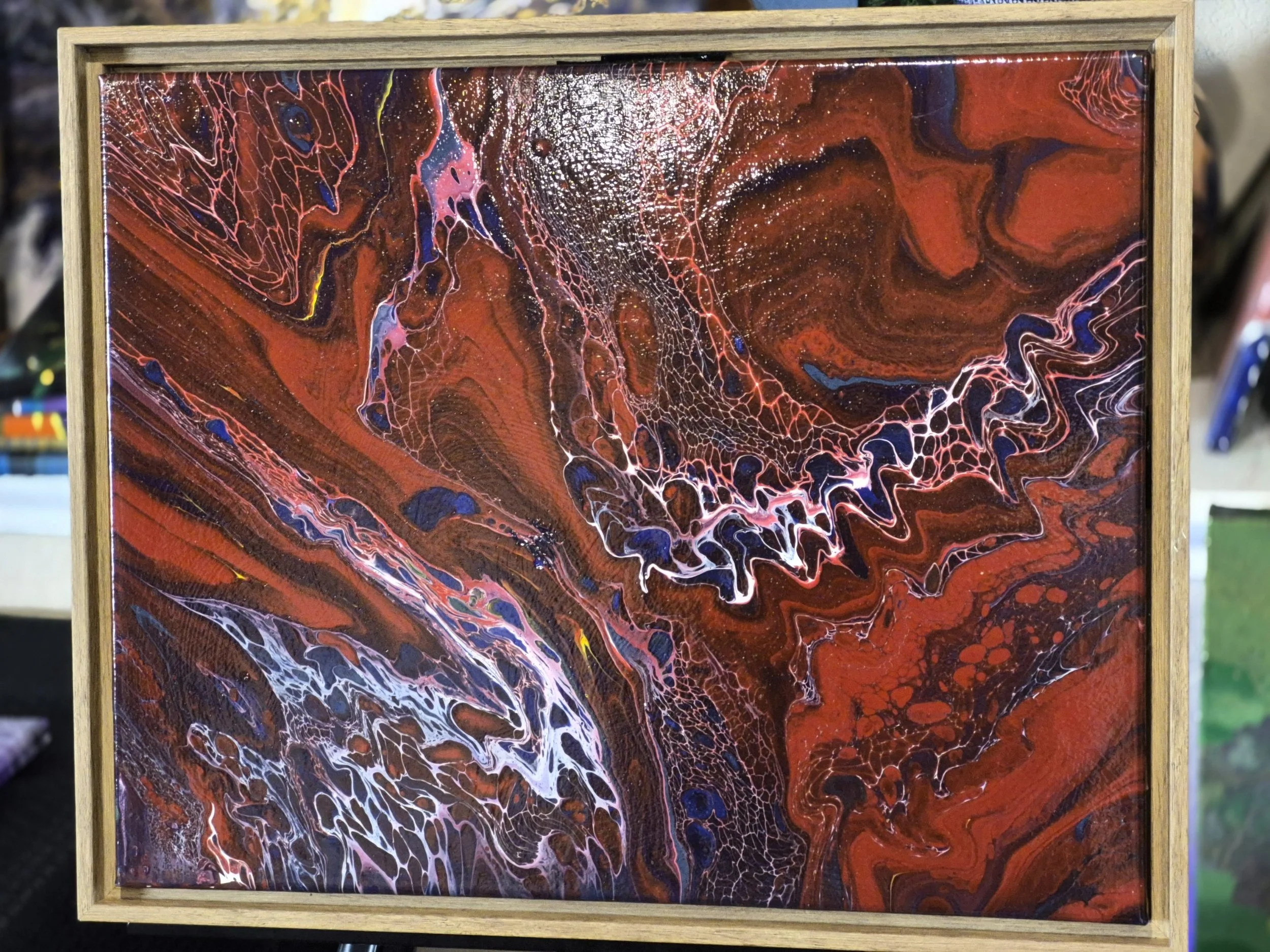 Red Abstract Acrylic Pour Art