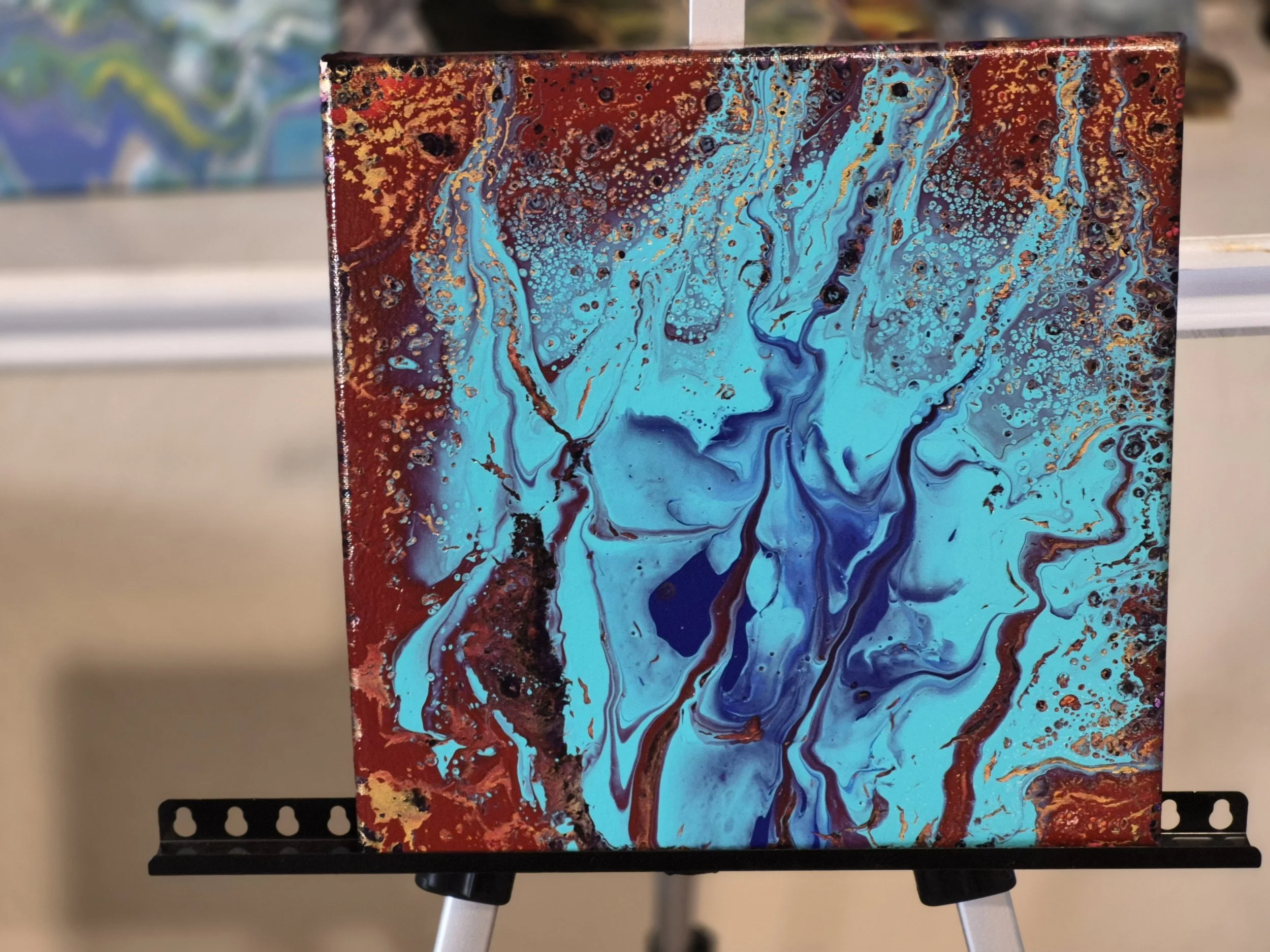 Vibrant Azure Fusion Abstract Painting
