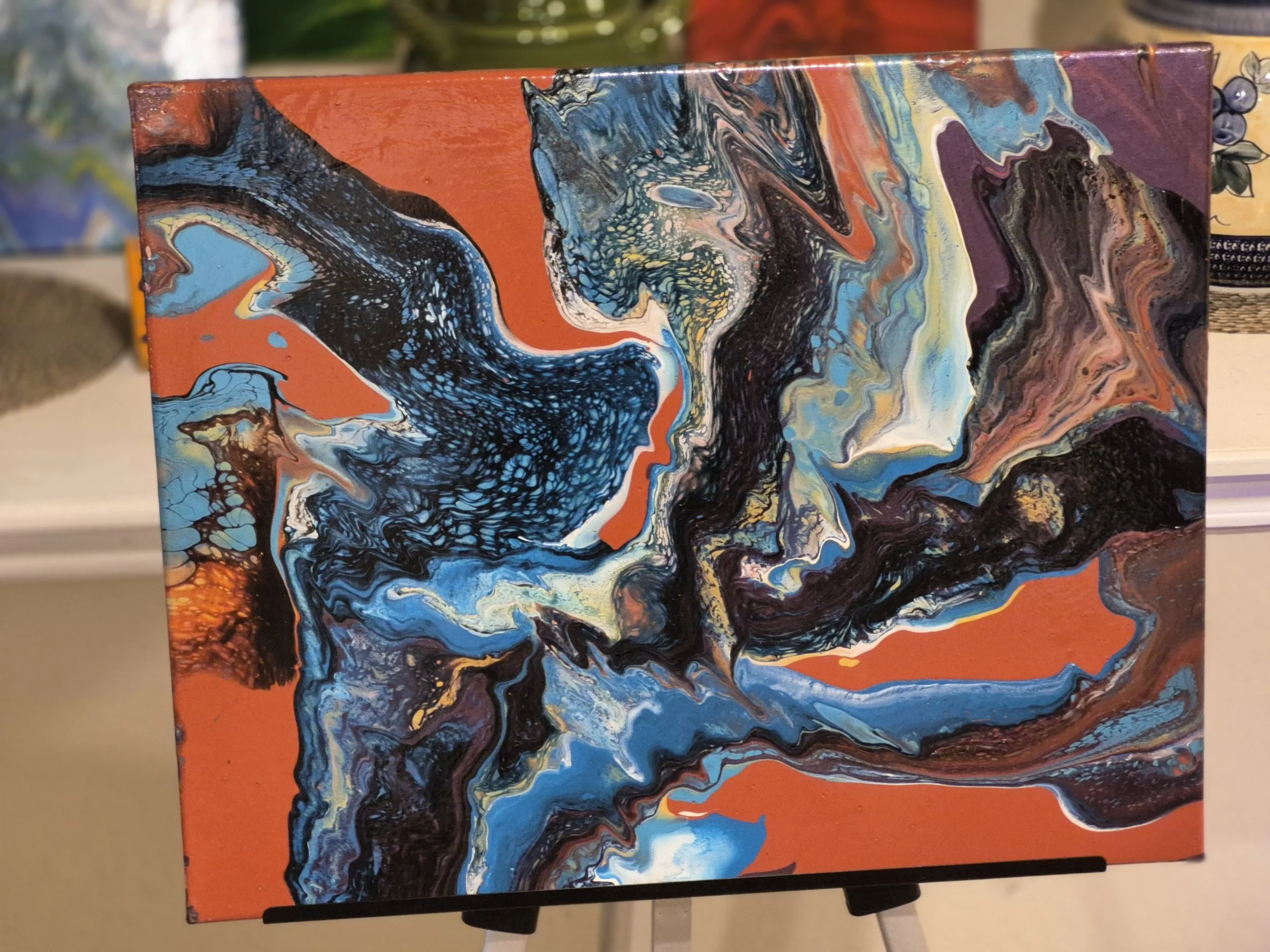 Abstract Paint Pour Canvas Art