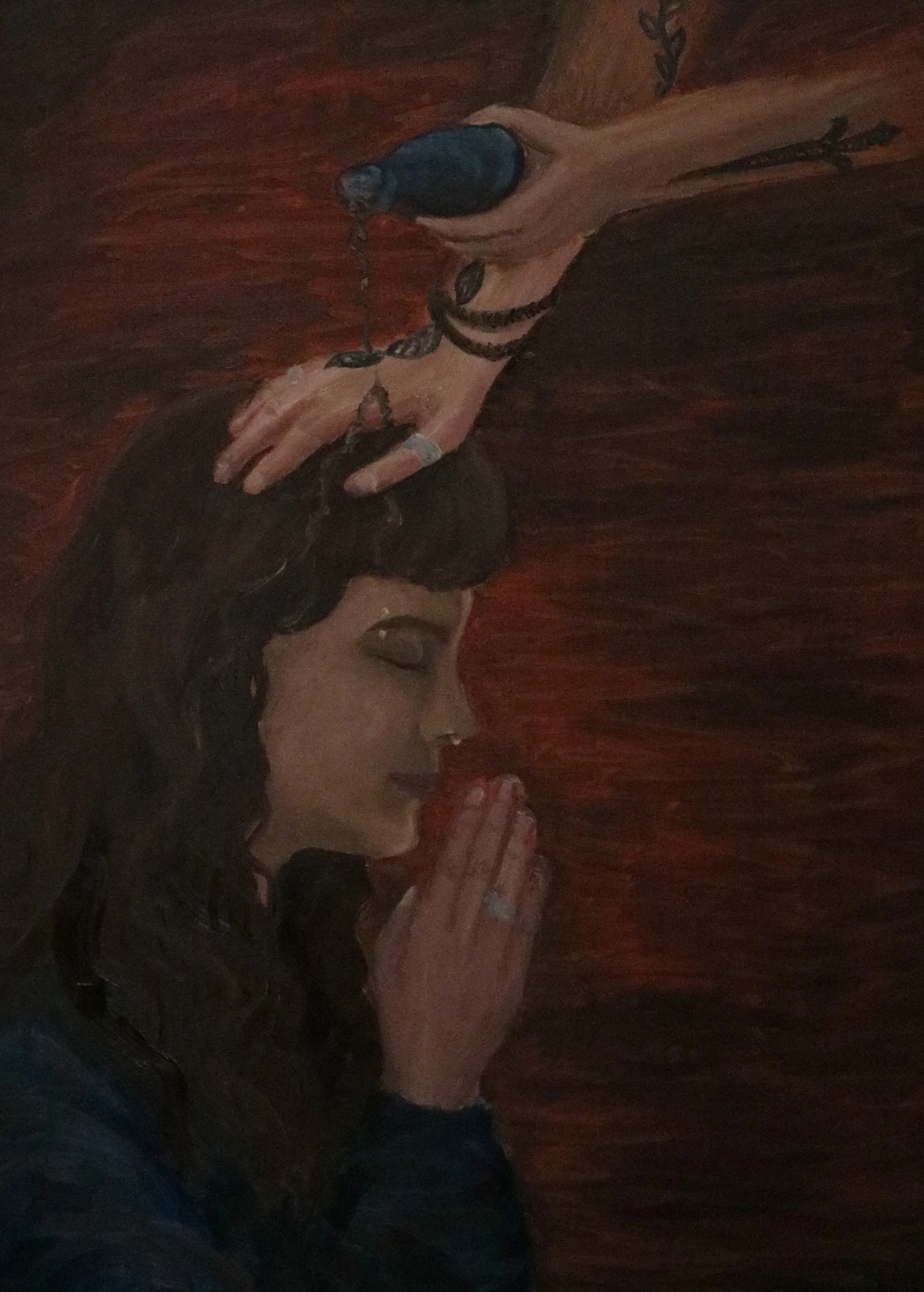 Sally Crandall, Anointing of the Sick (2025) , oil, 30 x 40 inch