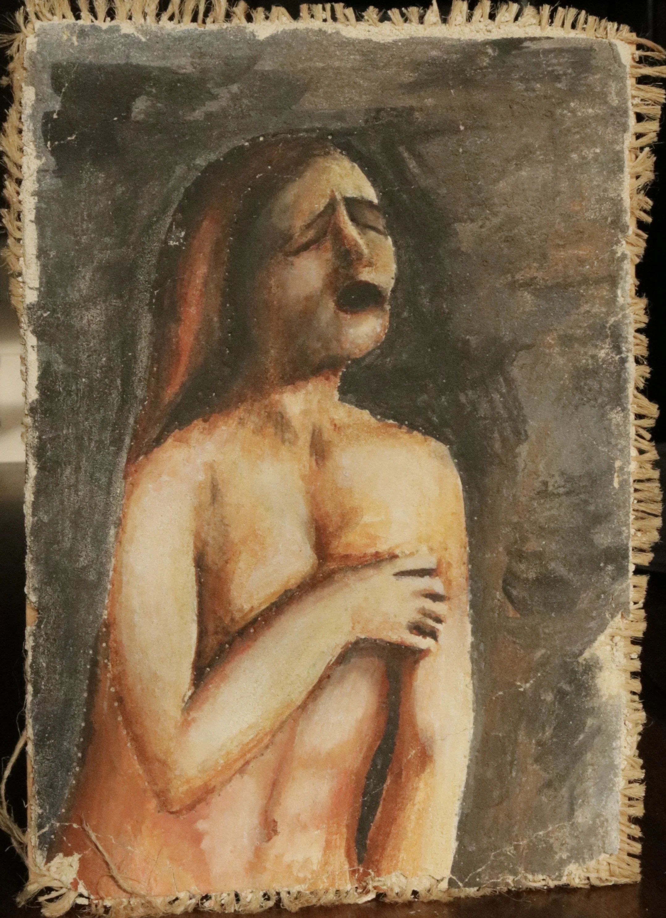 Sally Crandall, Study of The Expulsion of Adam and Eve by Masaccio (2024), buon fresco, 10 x 20 inch