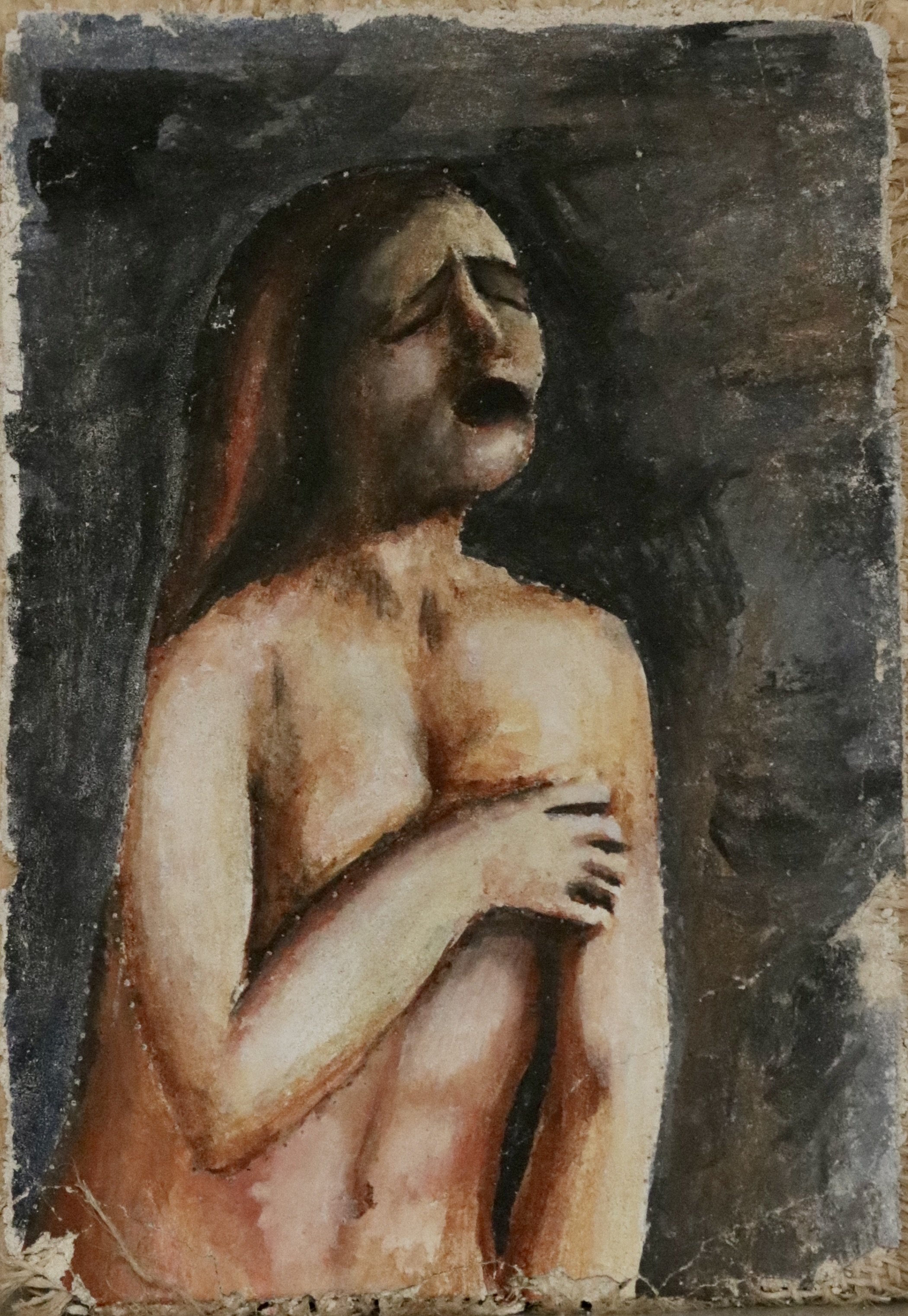 Sally Crandall, Study of The Expulsion of Adam and Eve by Masaccio (2024), buon fresco, 10 x 20 inch