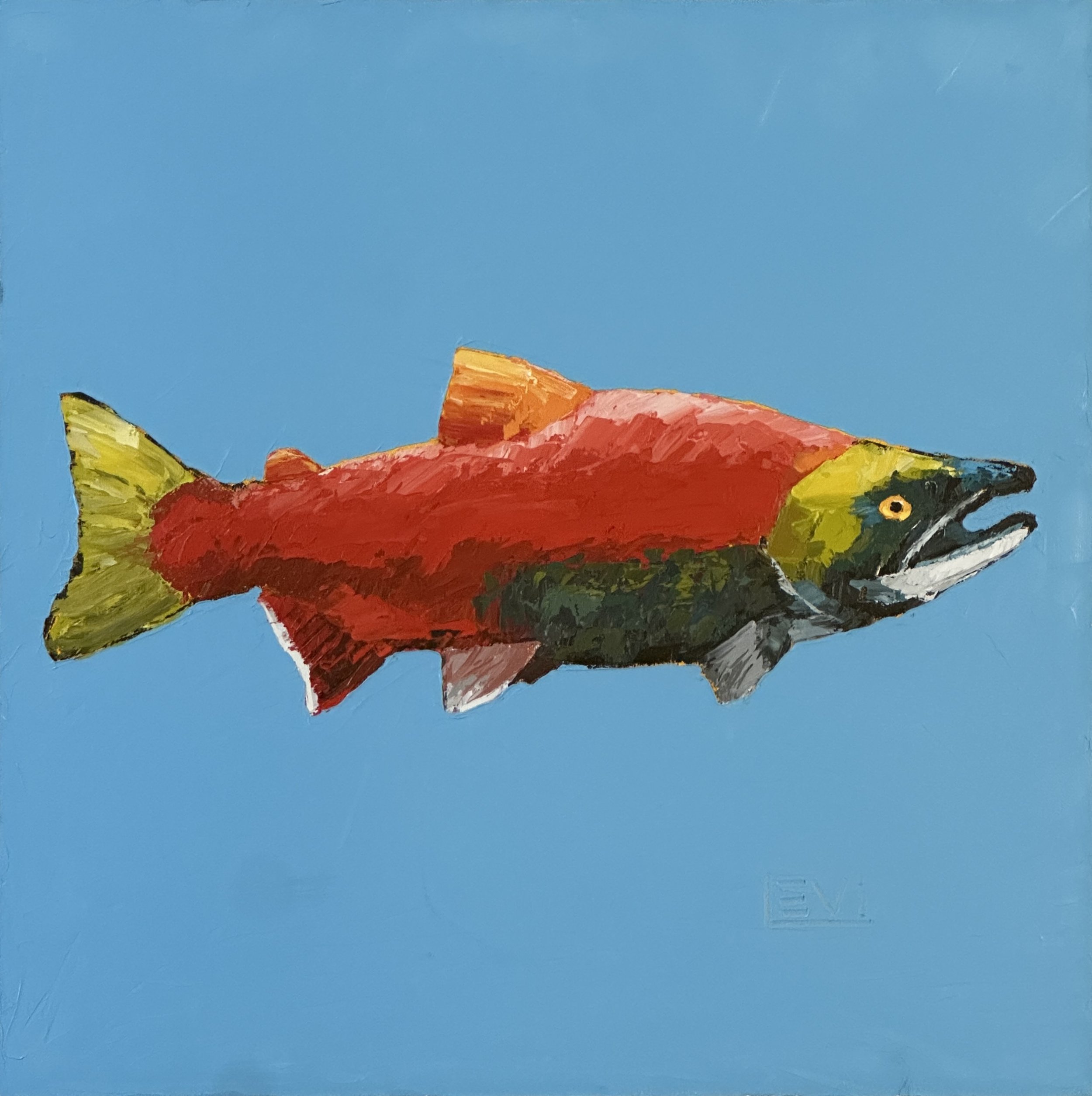 Just a Salmon - 
Timber Ridge - 20×20” Oil