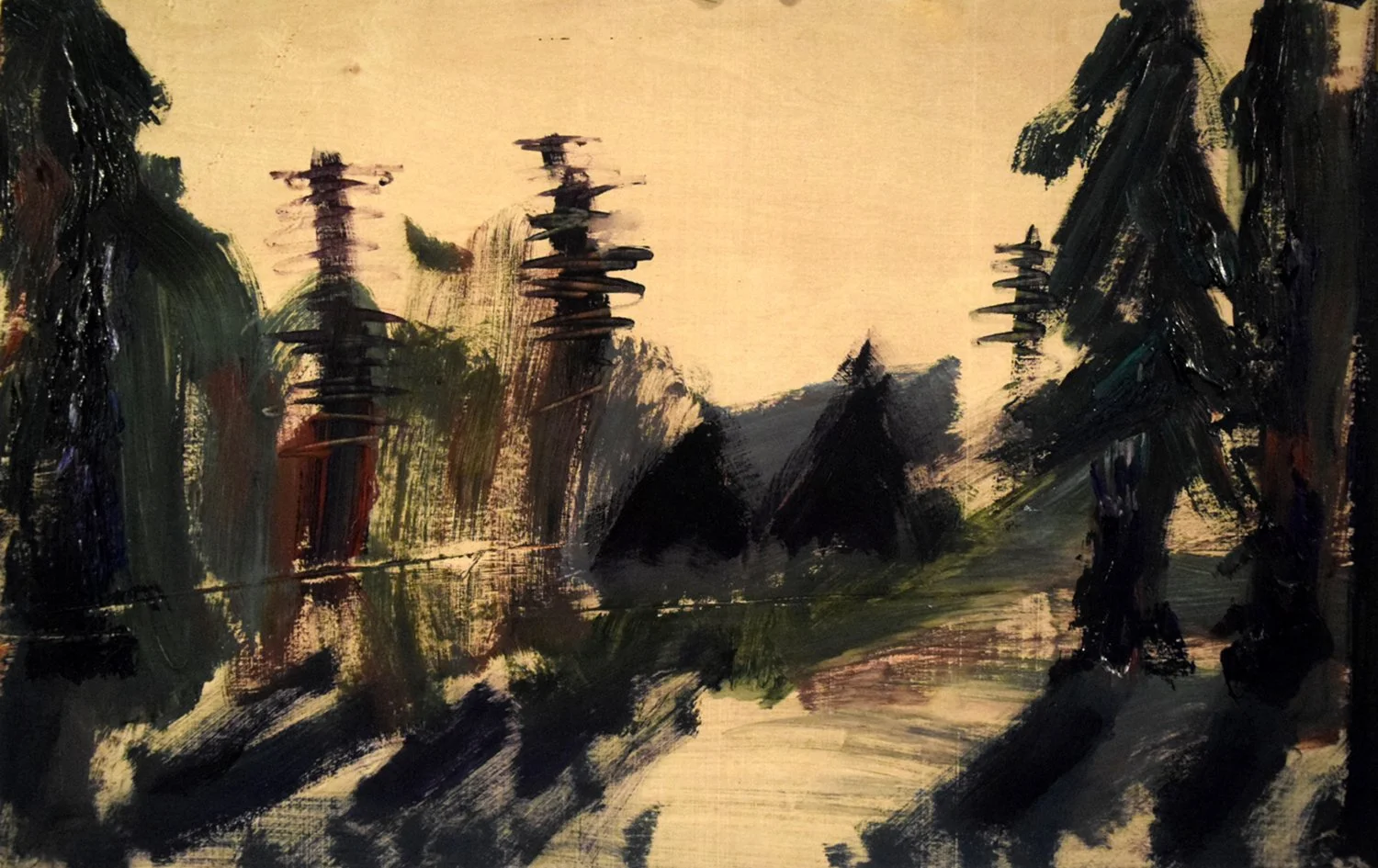 Woodland With Bright Light, ©2017
Acrylic on Wood Panel
13 3/4" H X 21 1/2" W