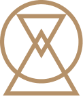 A circular logo with an overlapping design of the letters W and M inside a larger circle, with a geometric frame around it.