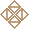 Geometric pattern with overlapping diamond and square shapes in gold on a dark background.