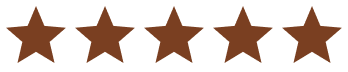 Five brown stars in a row on a black background.