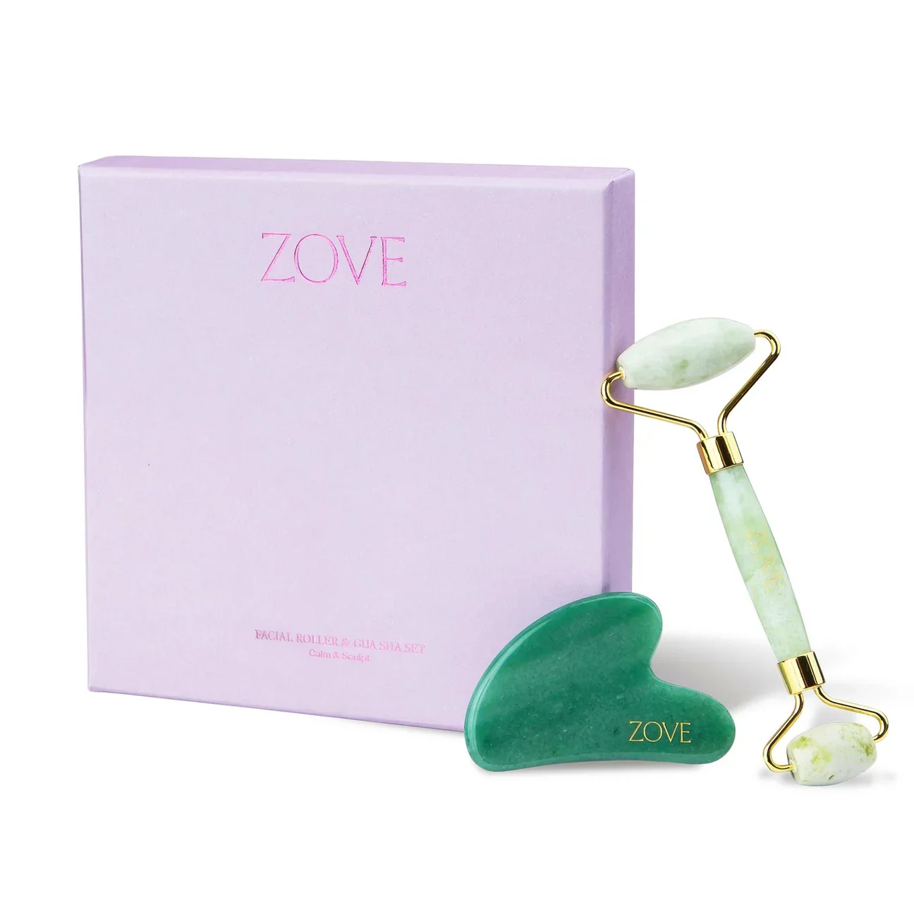 Zove Beauty Jade Facial Roller & Gua Sha Set