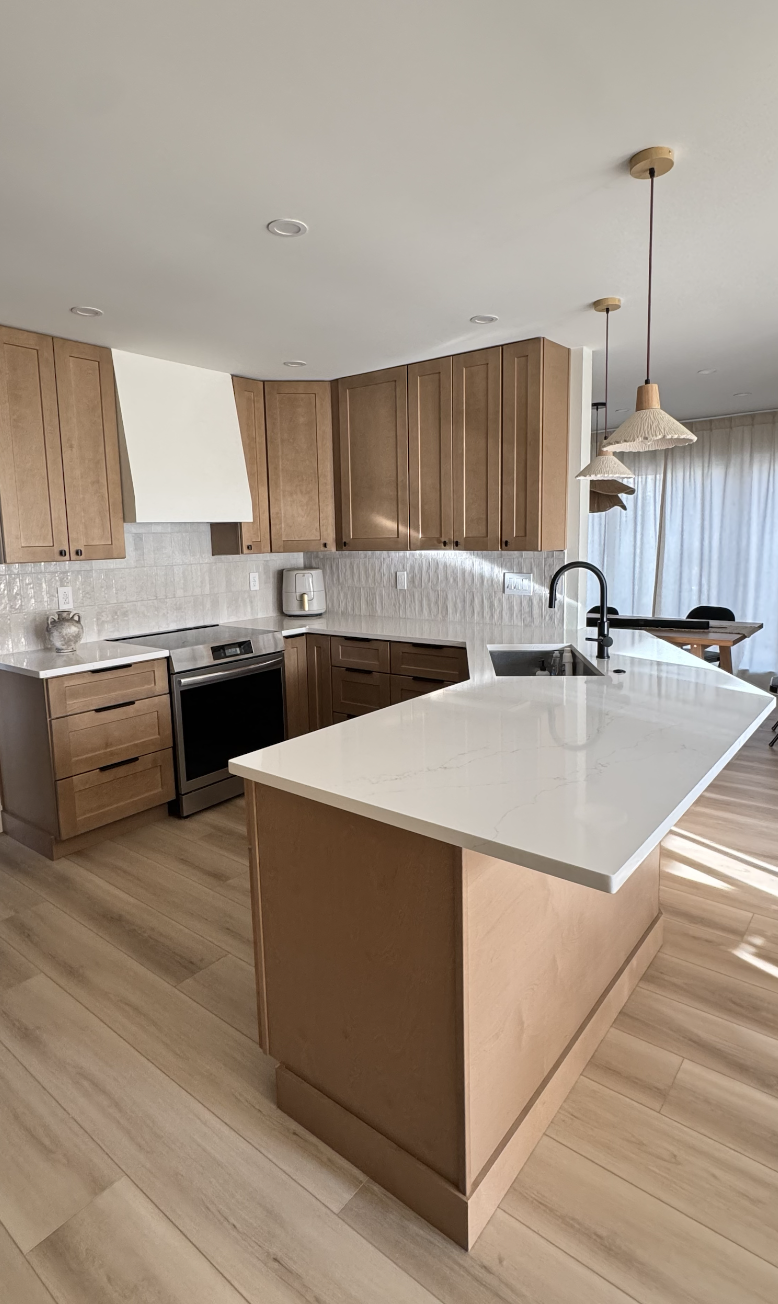 Full kitchen renovation with updated cabinets and countertops in Charlotte