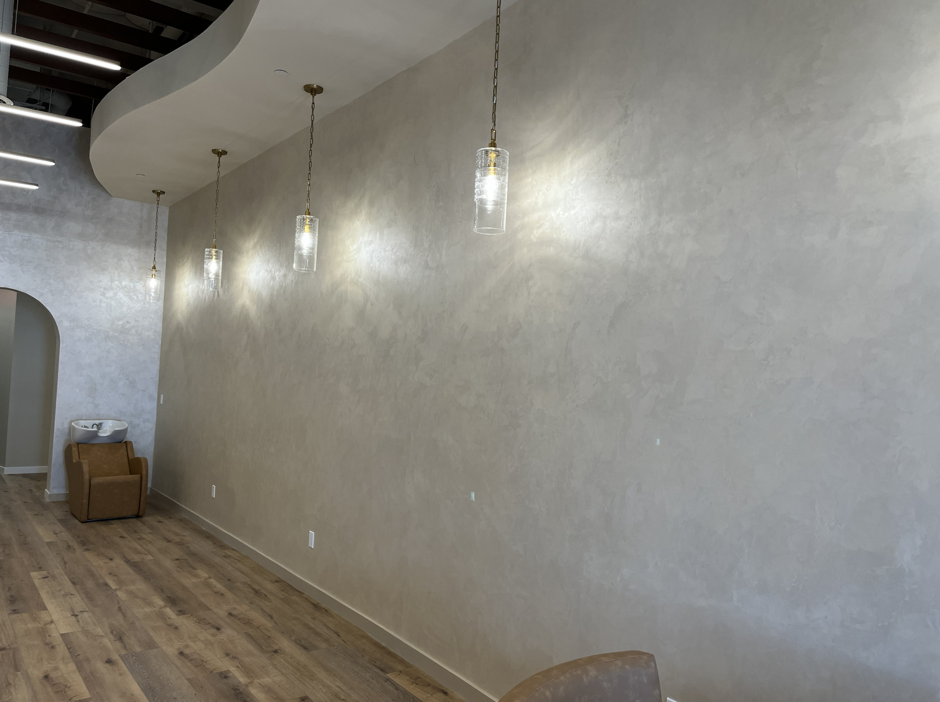 Luxury decorative plaster walls in salon interior