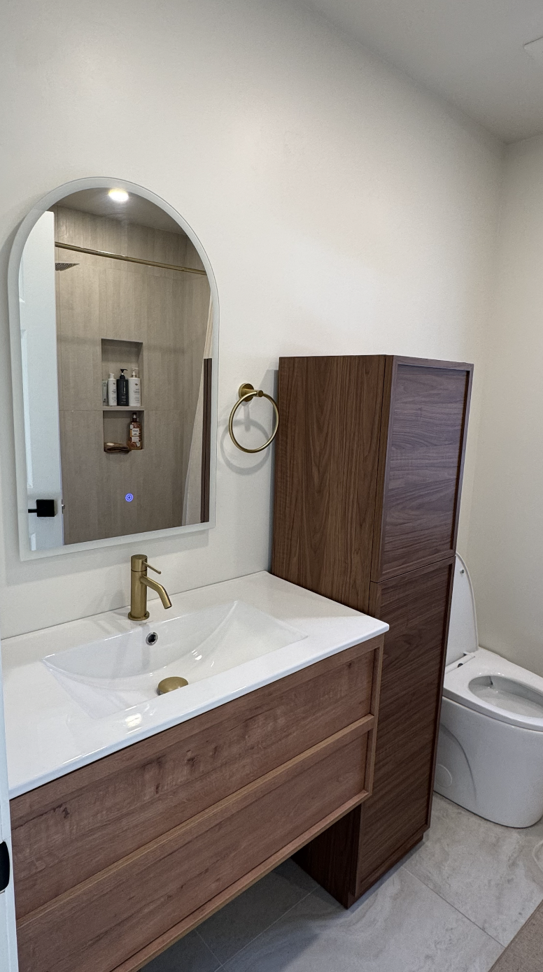 Bathroom remodel with modern tile shower design in Charlotte