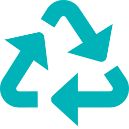 A recycling symbol made of four teal arrows forming a continuous loop.