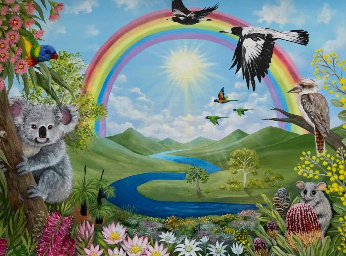 A recent commission I completed for a dear friend! Kimmy wanted a painting from me to gift to her daughter for her bedroom, so Shelby who is 4 sent me a voicemail message of all of her favourite things what she&rsquo;d like to see in the painting&hel