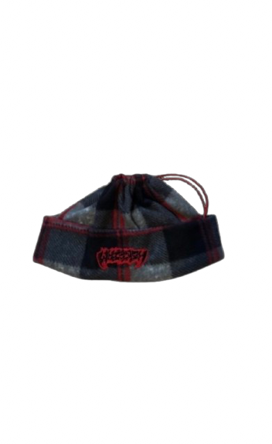 Red Plaid Fleece Cinch Beanie