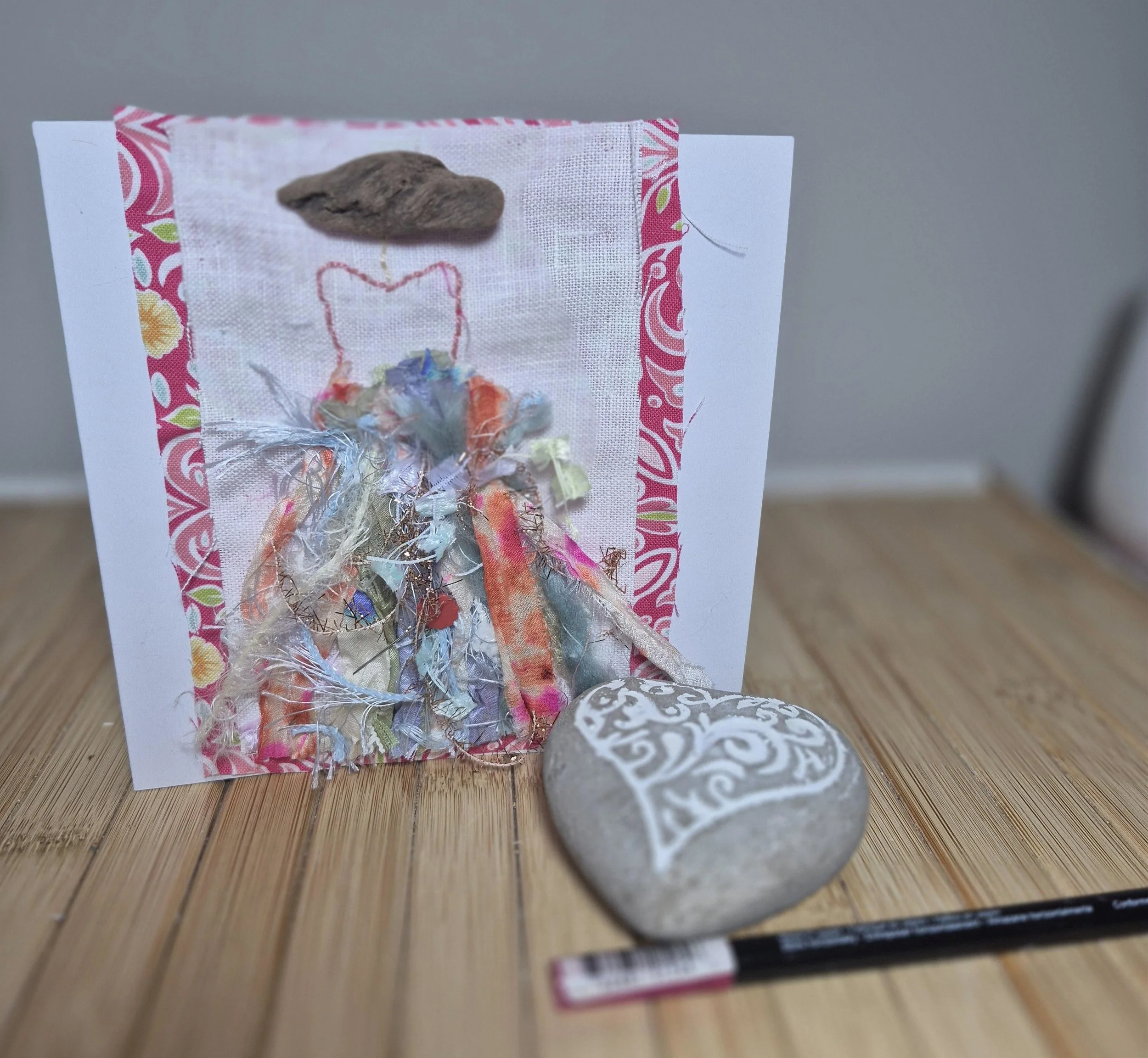 Artistic Driftwood and Fabric Greeting Card