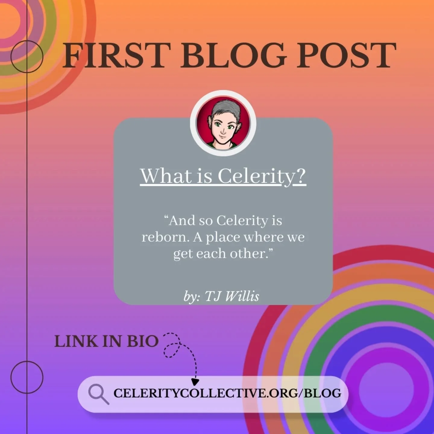 The Celerity Blog is now active! 🏳️&zwj;🌈
Click the link in bio to read a phenomenal piece by our very own @authortjwillis, where they sail through the origin of "Celerity" and what the Collective means ⛵

"We still belong here. And 