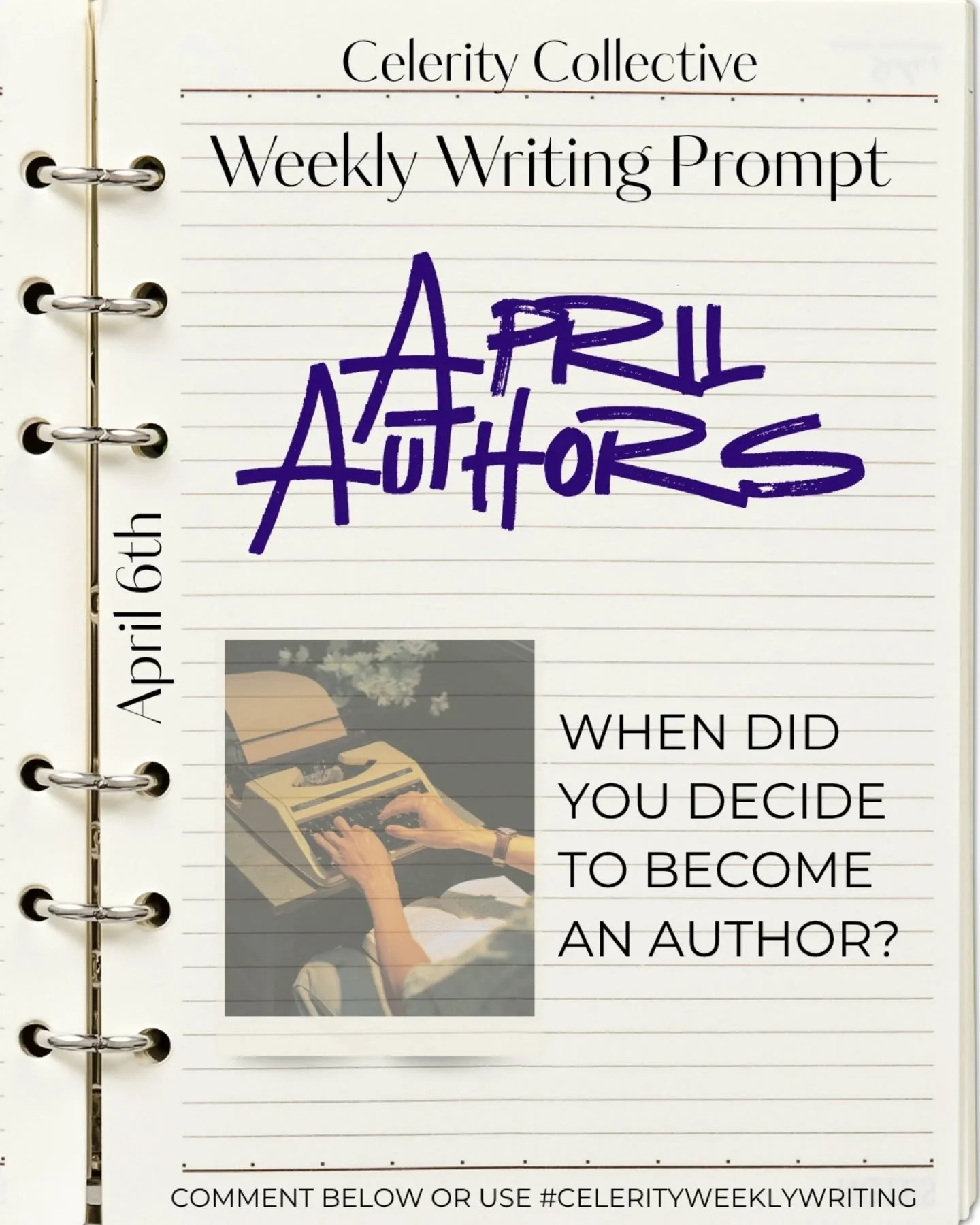 New month, new #celerityweeklywriting prompt theme! 

April&rsquo;s theme is all about ✒️Authors✒️ for Indie Author Month. It&rsquo;s time to talk about yourself!

💥The weekly prompt - When did you decide to become an author? Or even, what made you 