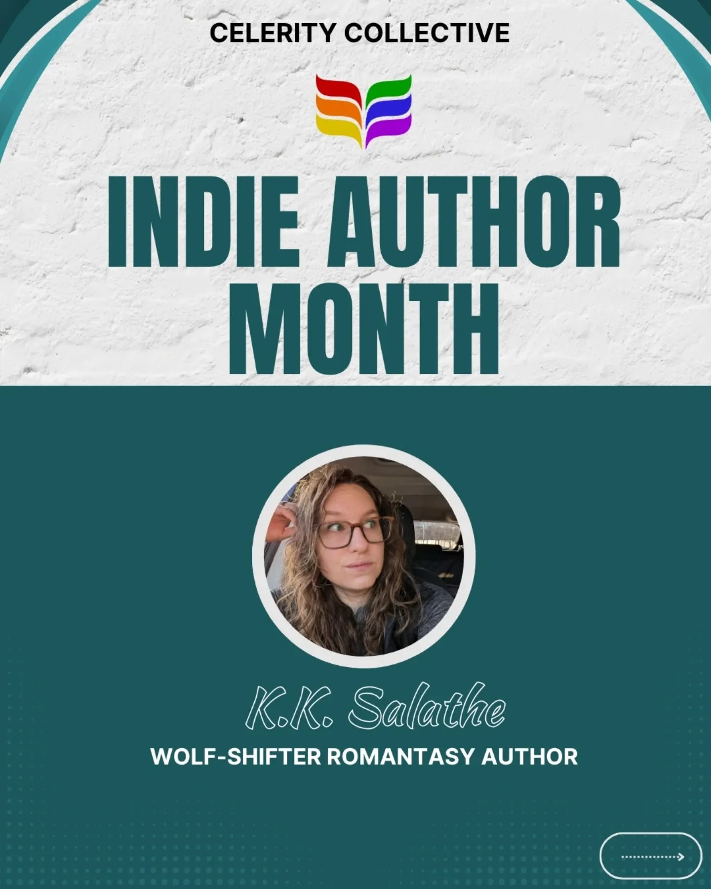 In honor of Indie Author Month, Celerity will be featuring an Indie author every week in April!📚

To start things off, our very own @kksalathe_writer!🎉

🐺K.K. Salathe is self-publishing her debut novel, Countdown to the Chosen Wolf, this September