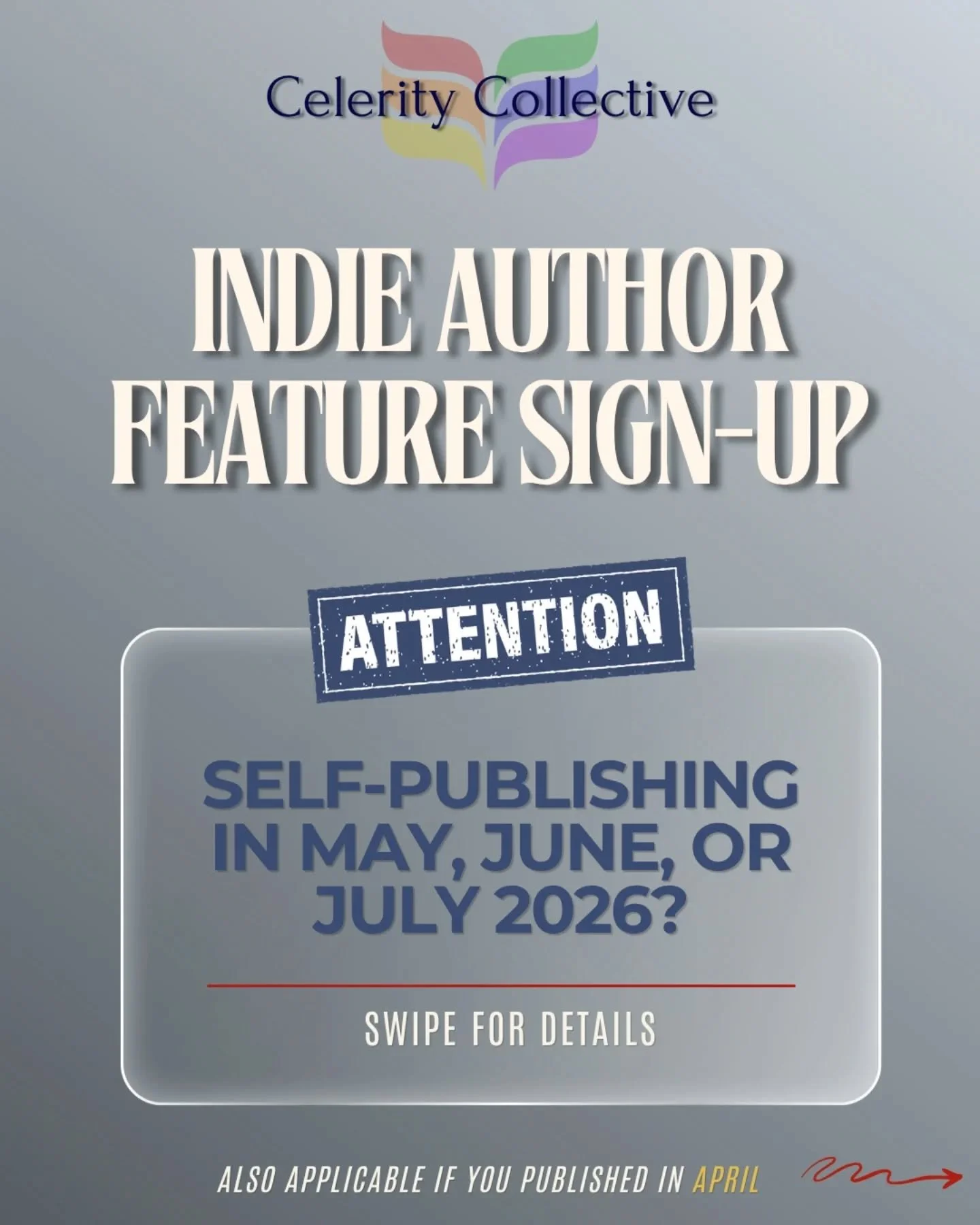 📣Calling all queer, neurodivergent, and disabled indie authors📣

Celerity Collective would like to feature your and your novel! 🏳️&zwj;🌈🏳️&zwj;⚧️📚

Indie Author who doesn't fit the above groups, but have a novel with queer, neurodivergent, or d