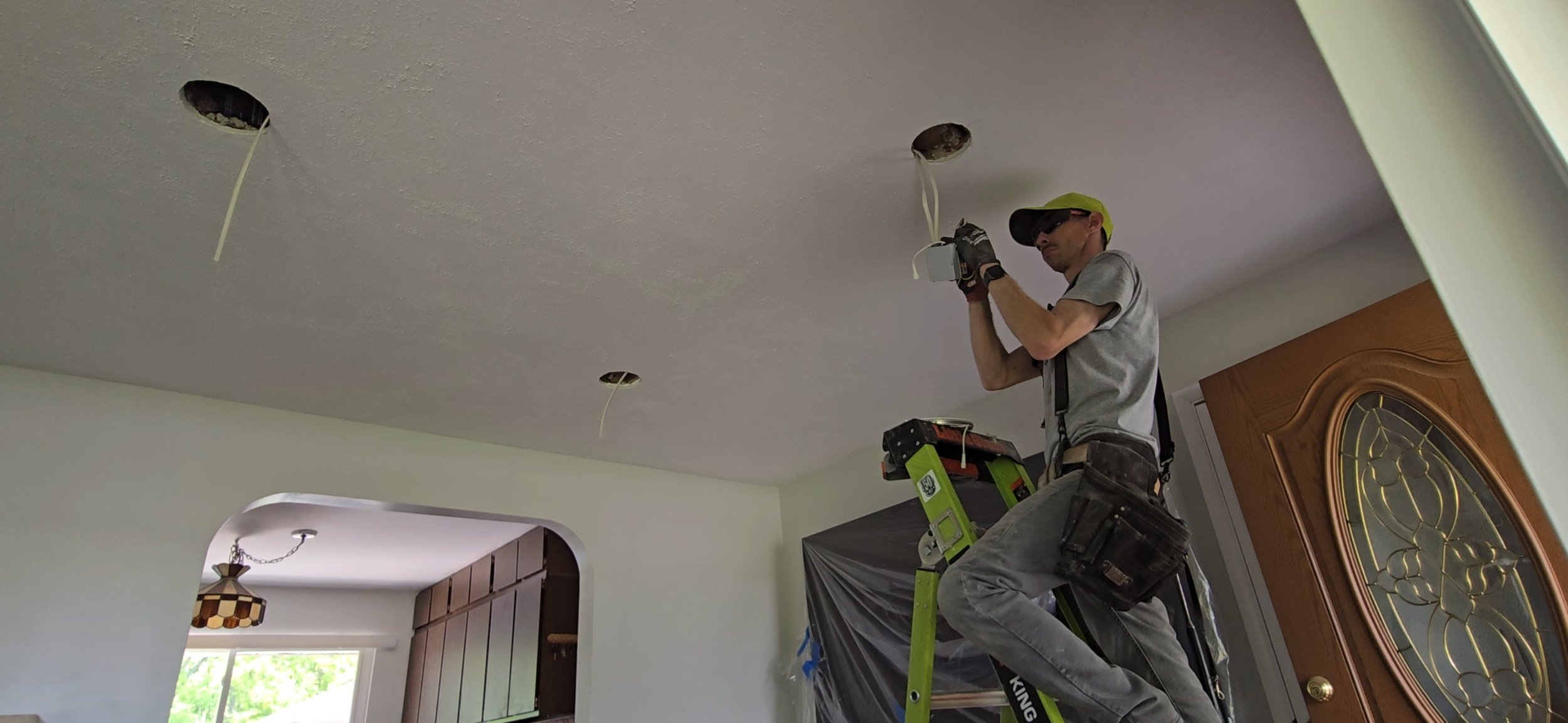 Recessed lighting installed in a finished home
