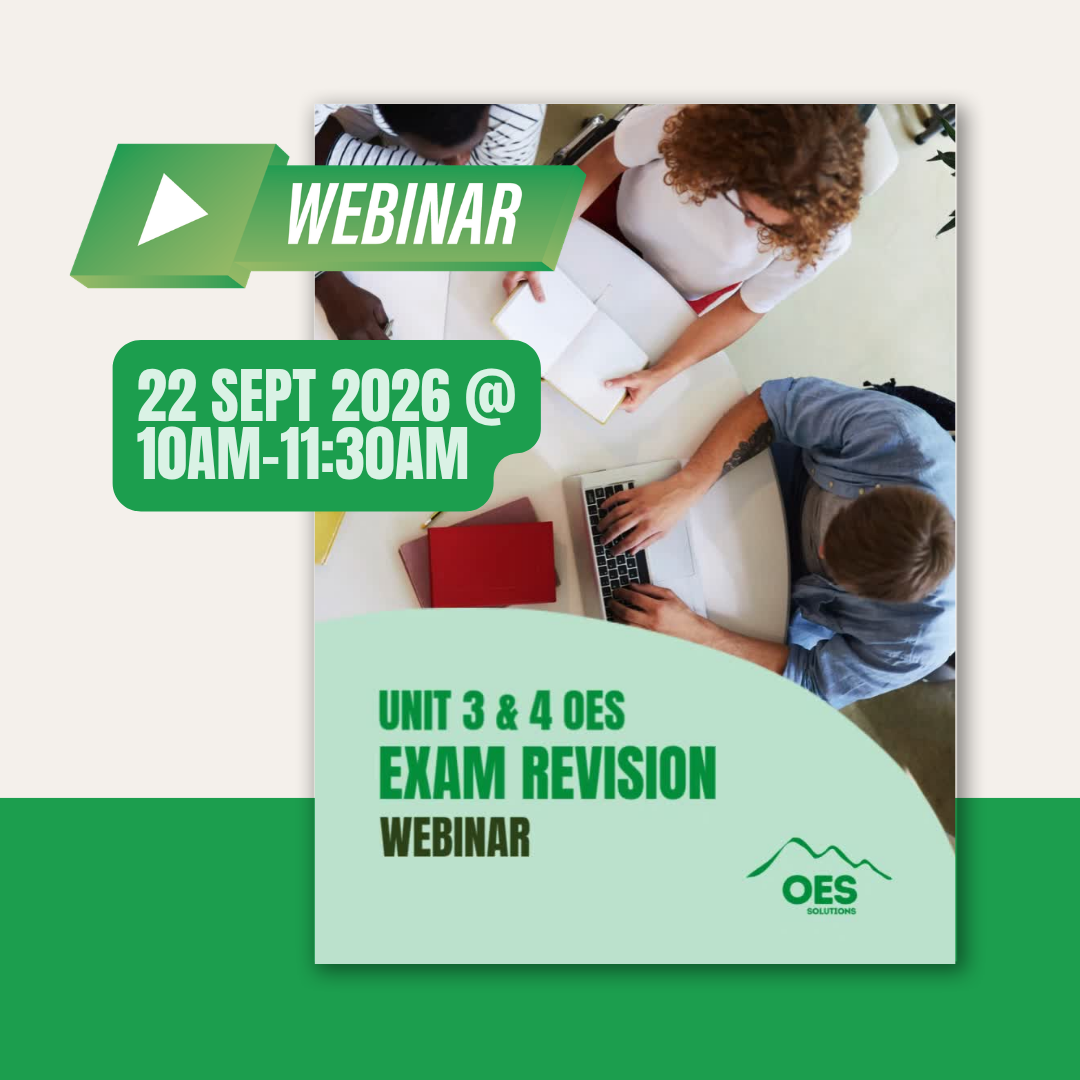 VCE OES Exam Revision Webinar, Tuesday September 22, 2026